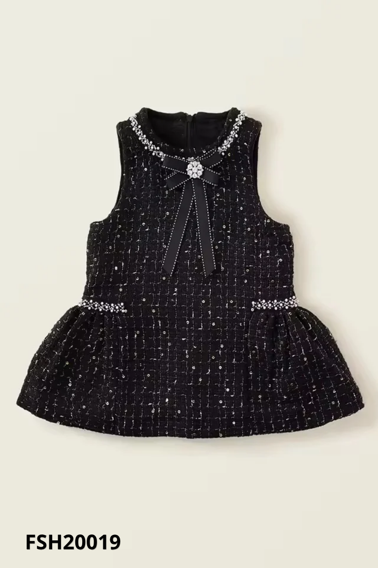 Váy dạ đen KIDS sát nách
