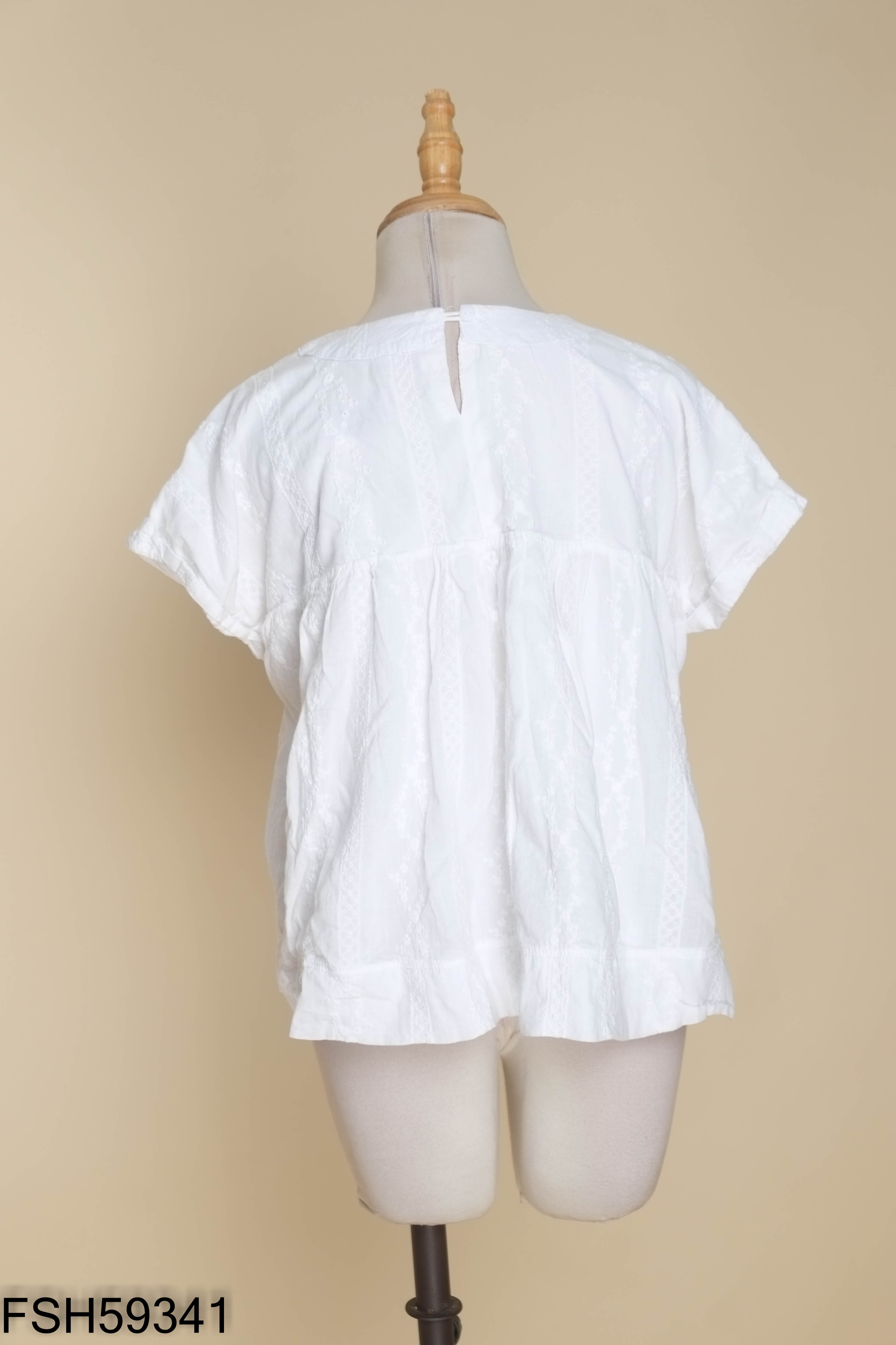 Áo babydoll họa tiết nhún bèo