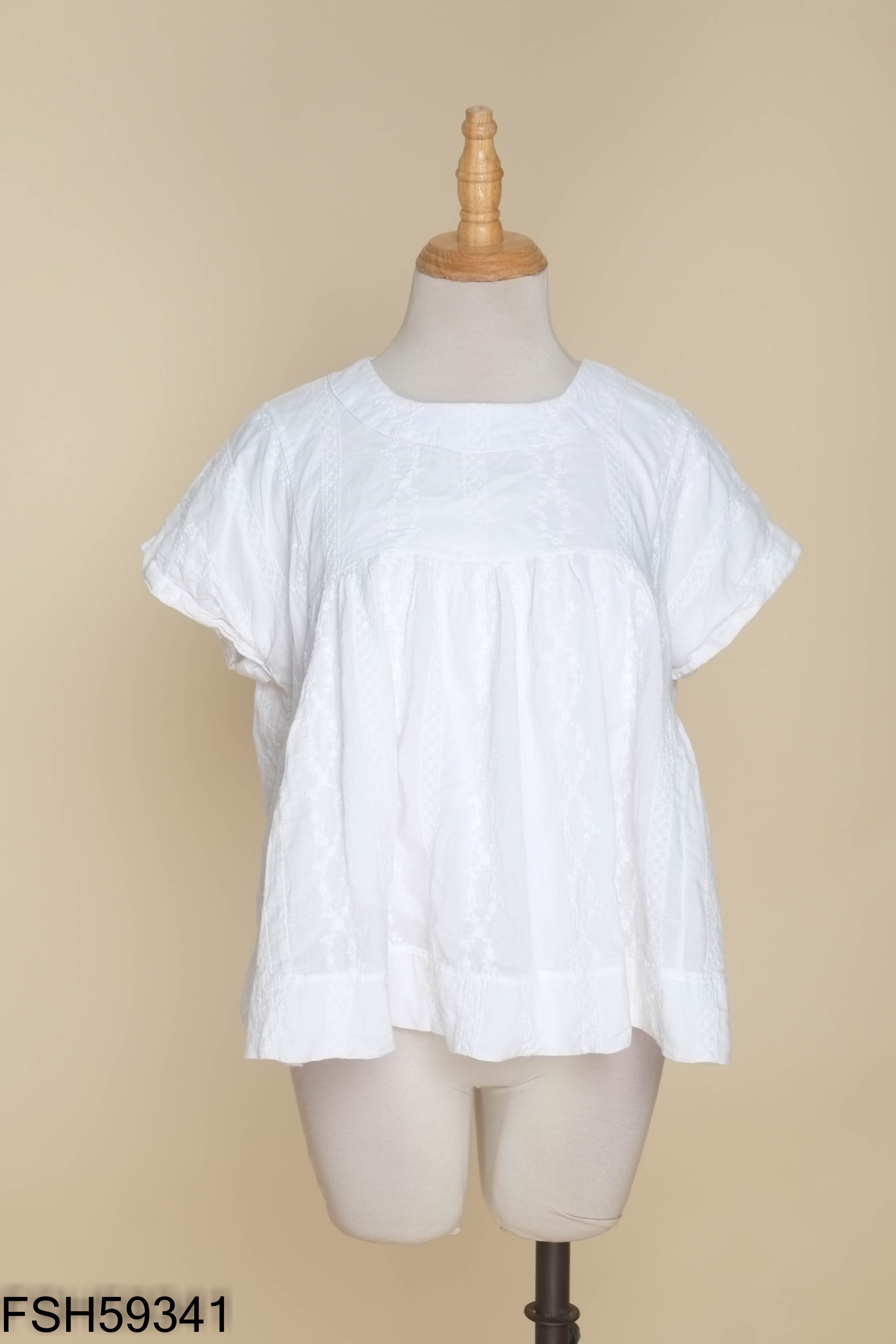 Áo babydoll họa tiết nhún bèo