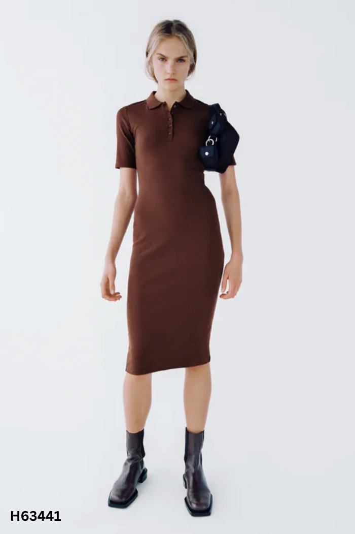 Váy ZARA (cắt tag) nâu cổ polo