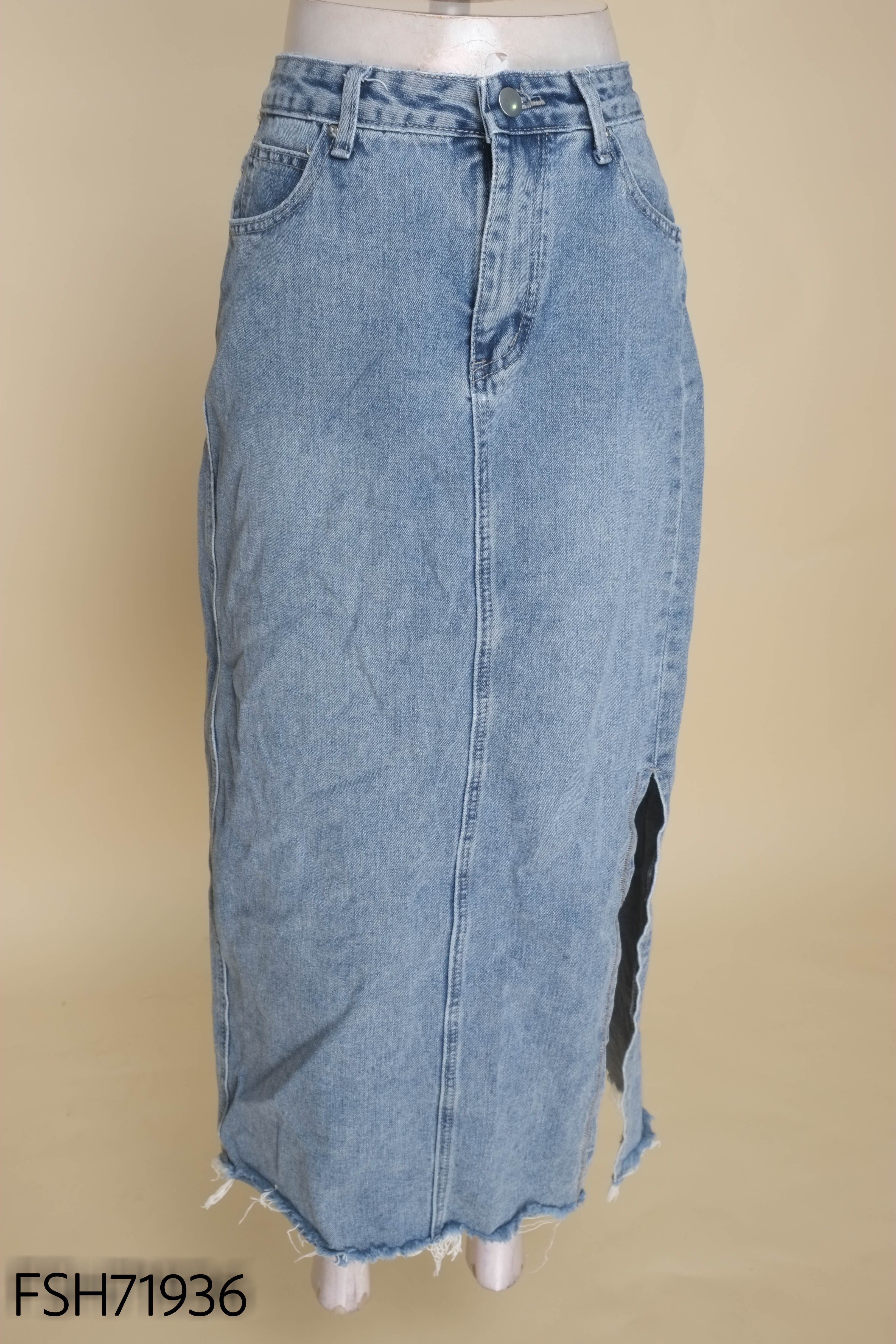 Chân váy jeans xanh dài
