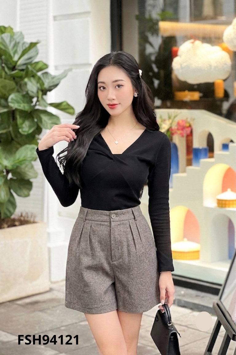 Quần short MÉO tím trơn