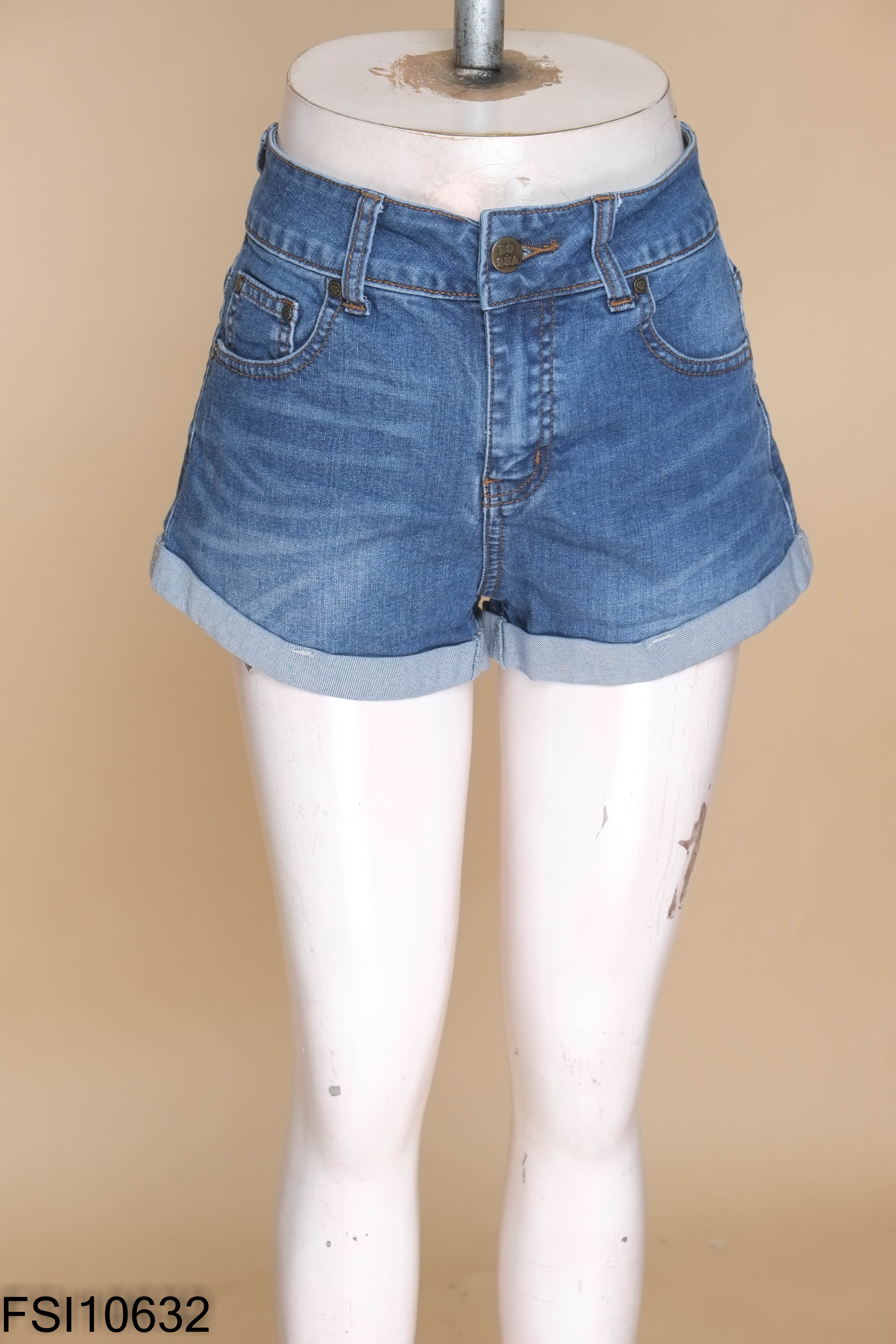 Quần short jeans xanh bẳn ống
