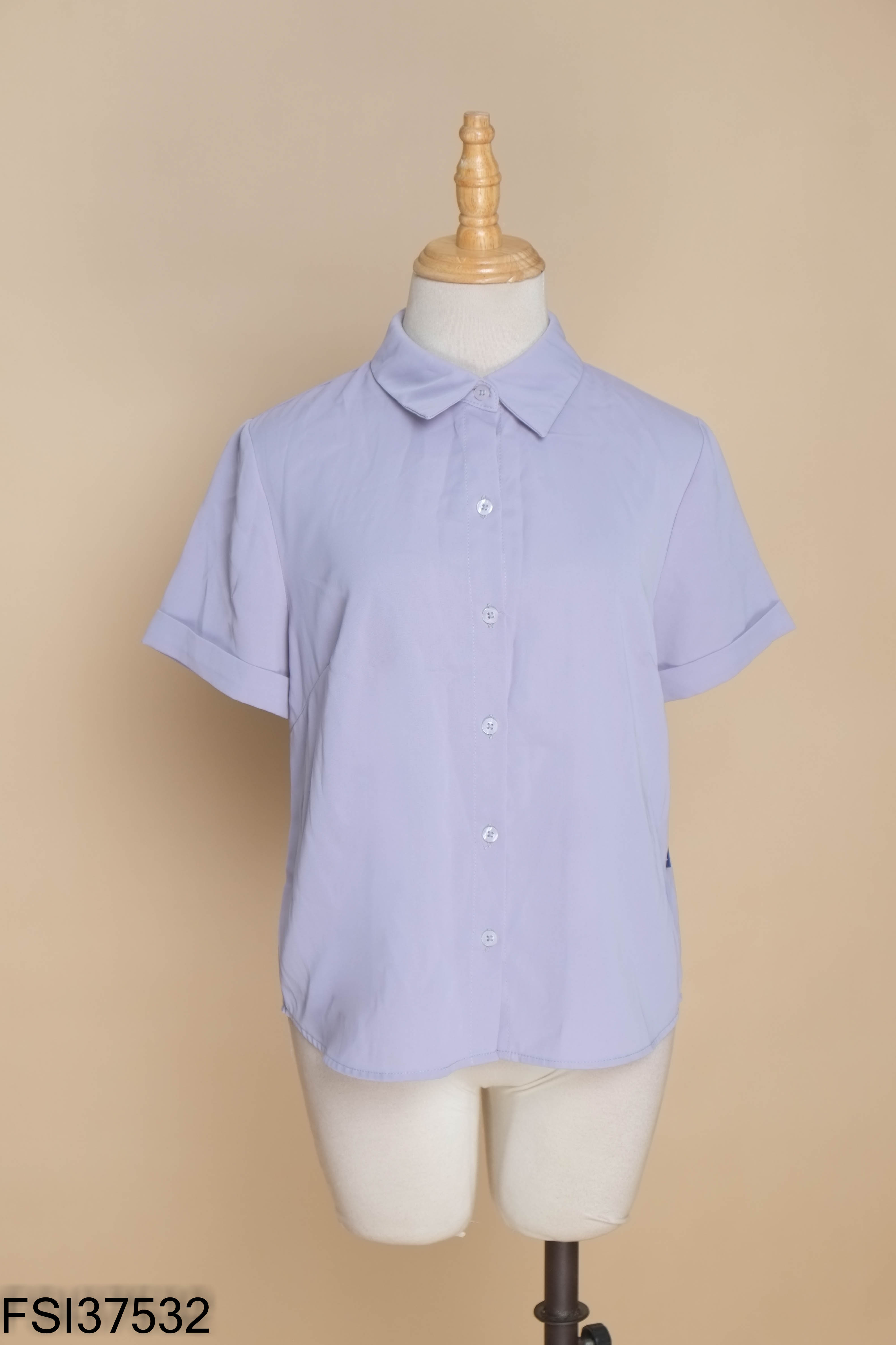 Áo sơ mi ghi UK Fashion ngắn tay trơn