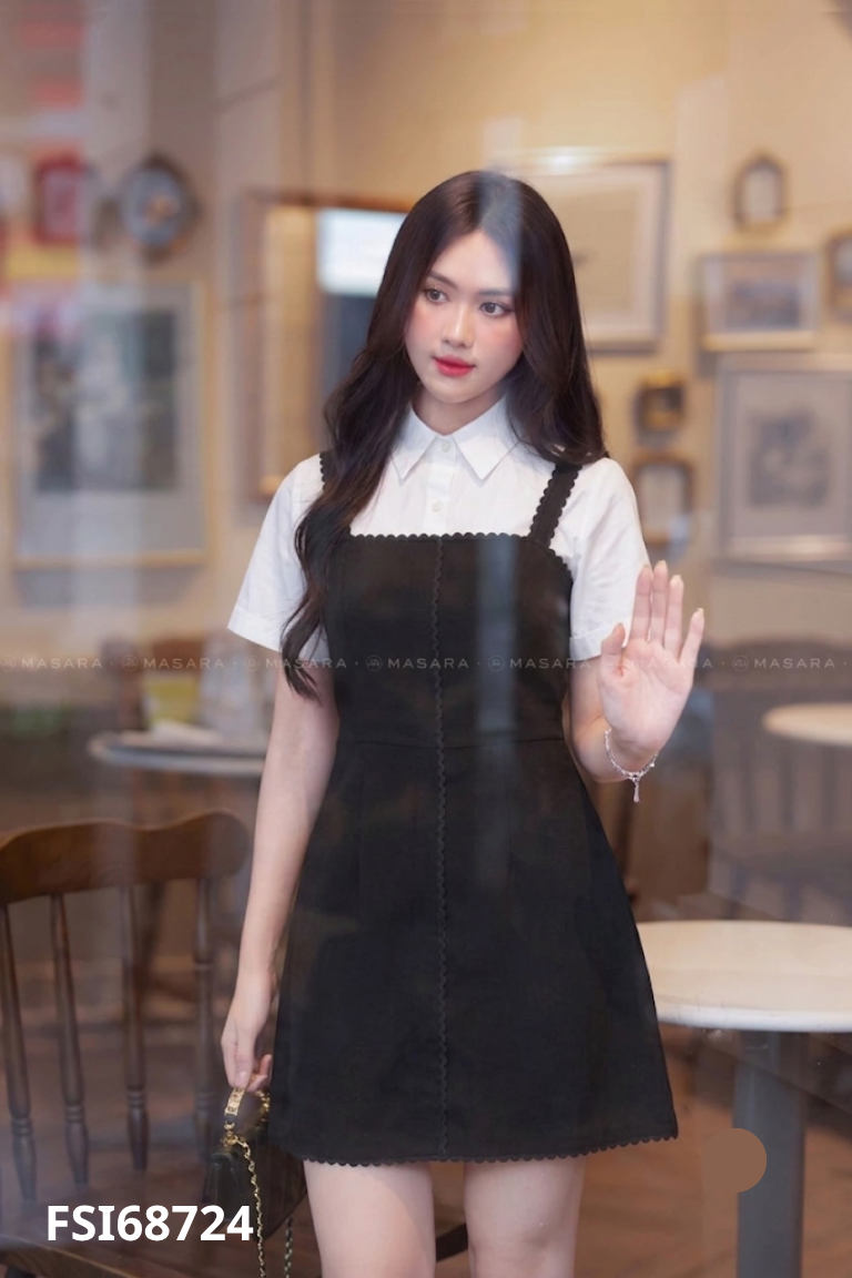 Váy đen phối trắng