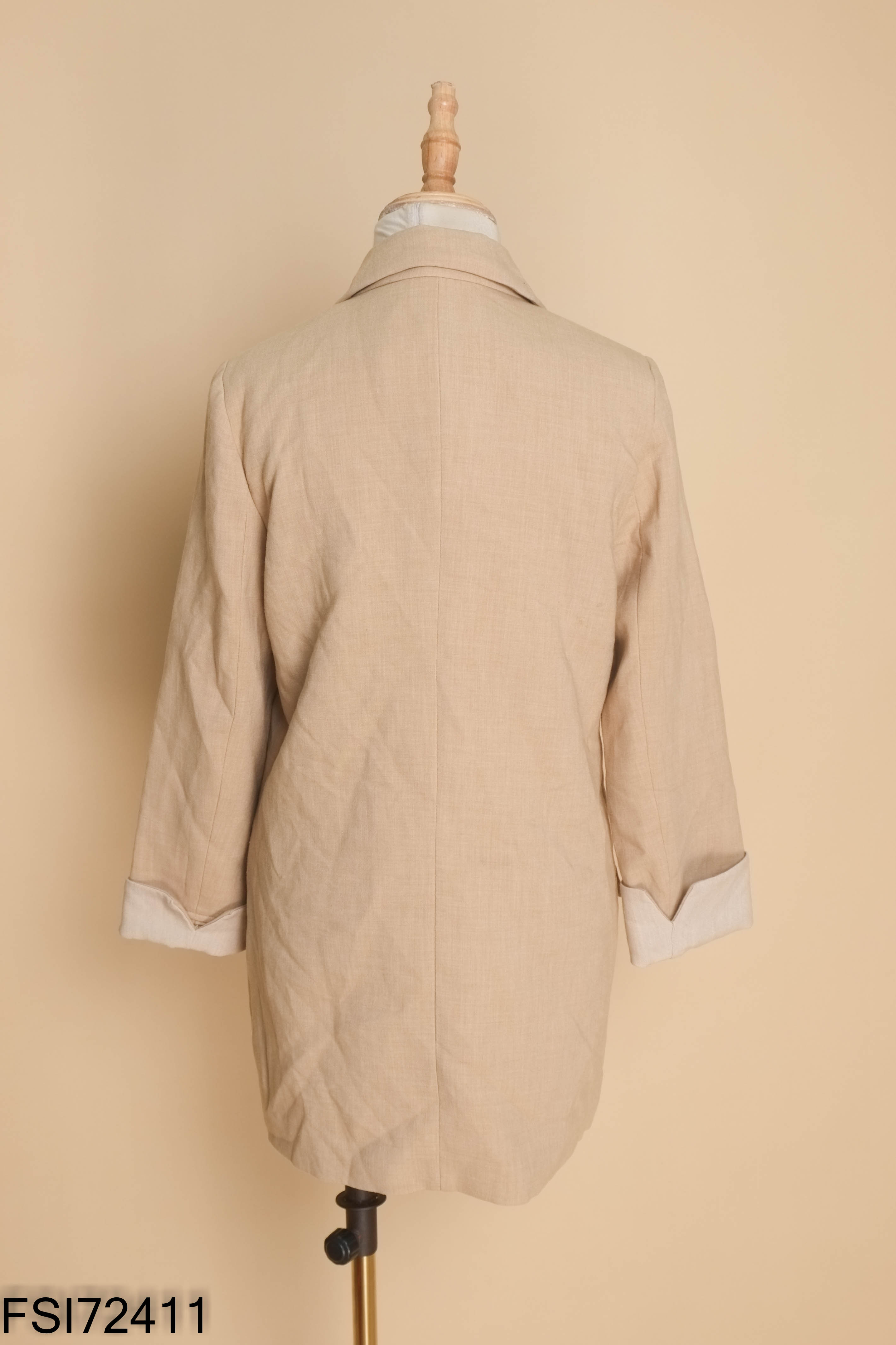 Áo khoác blazer nâu trơn