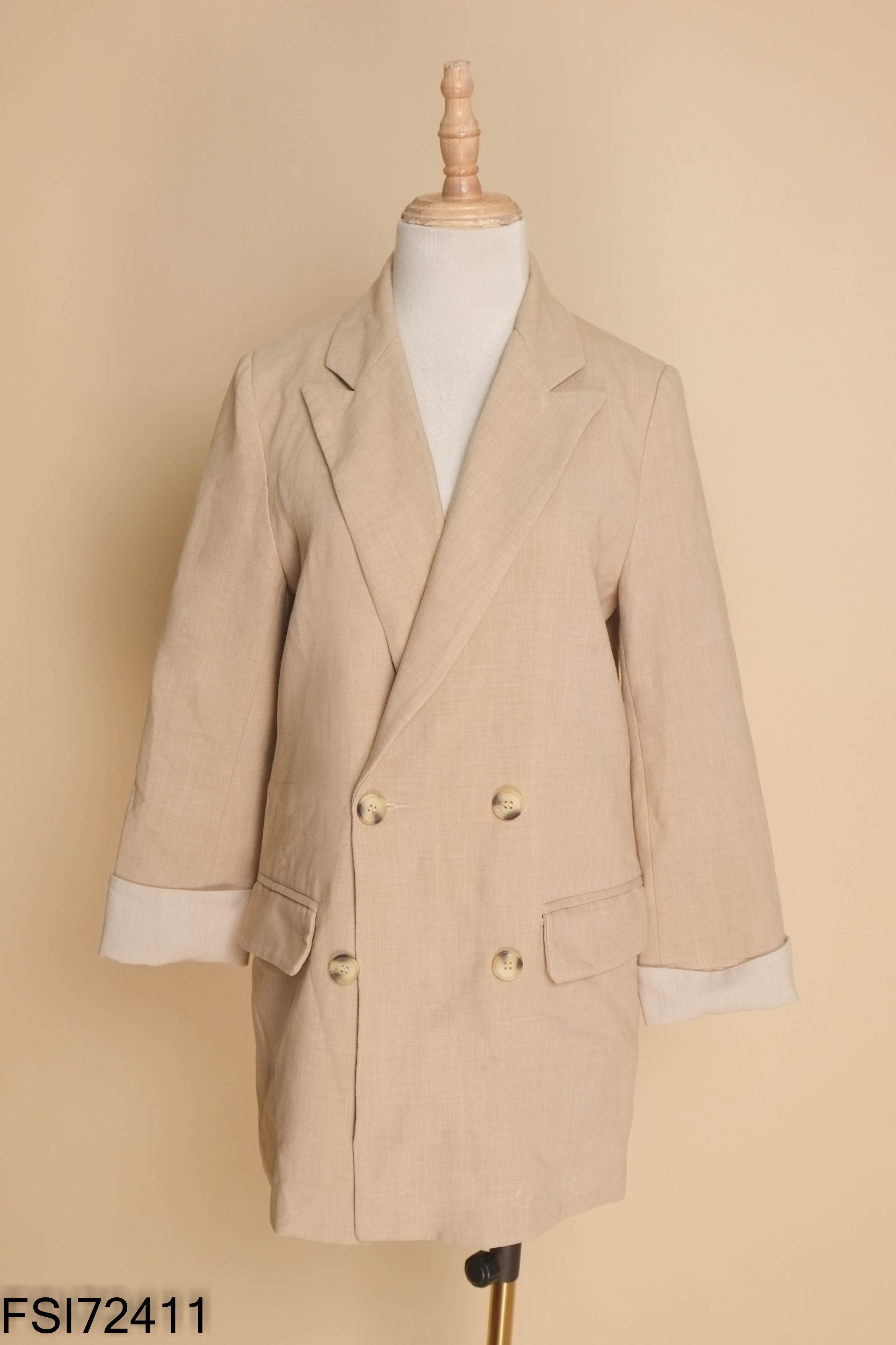 Áo khoác blazer nâu trơn