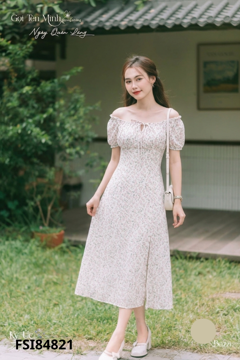 Váy trắng đũi họa tiết