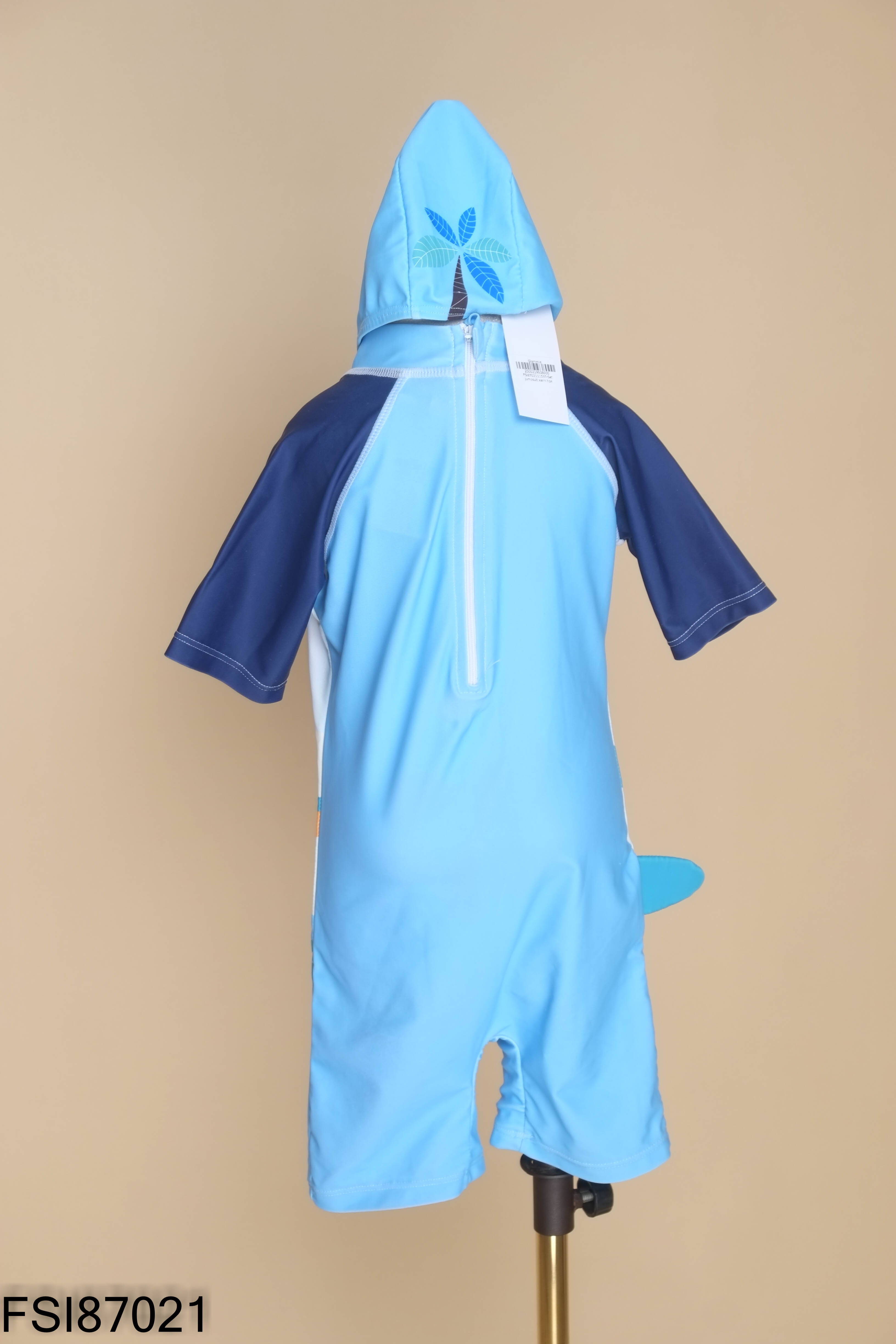 Set jumpsuit xanh họa tiết + mũ KIDS