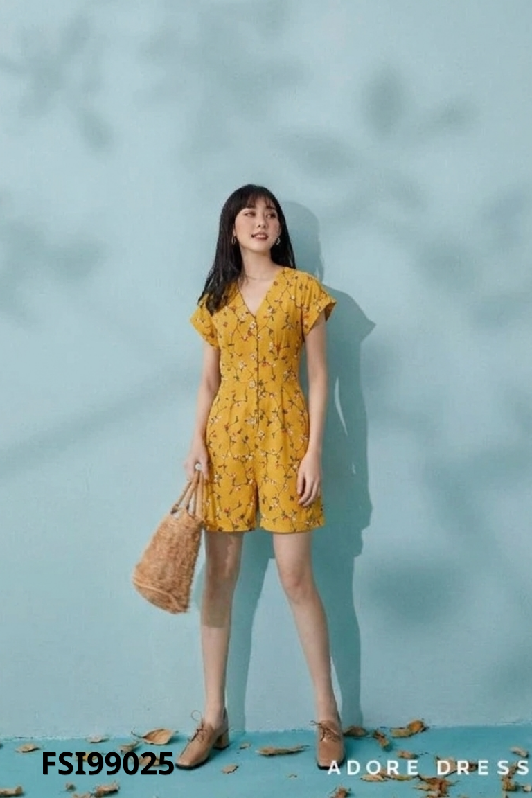 Váy ADORE DRESS đũi vàng họa tiết