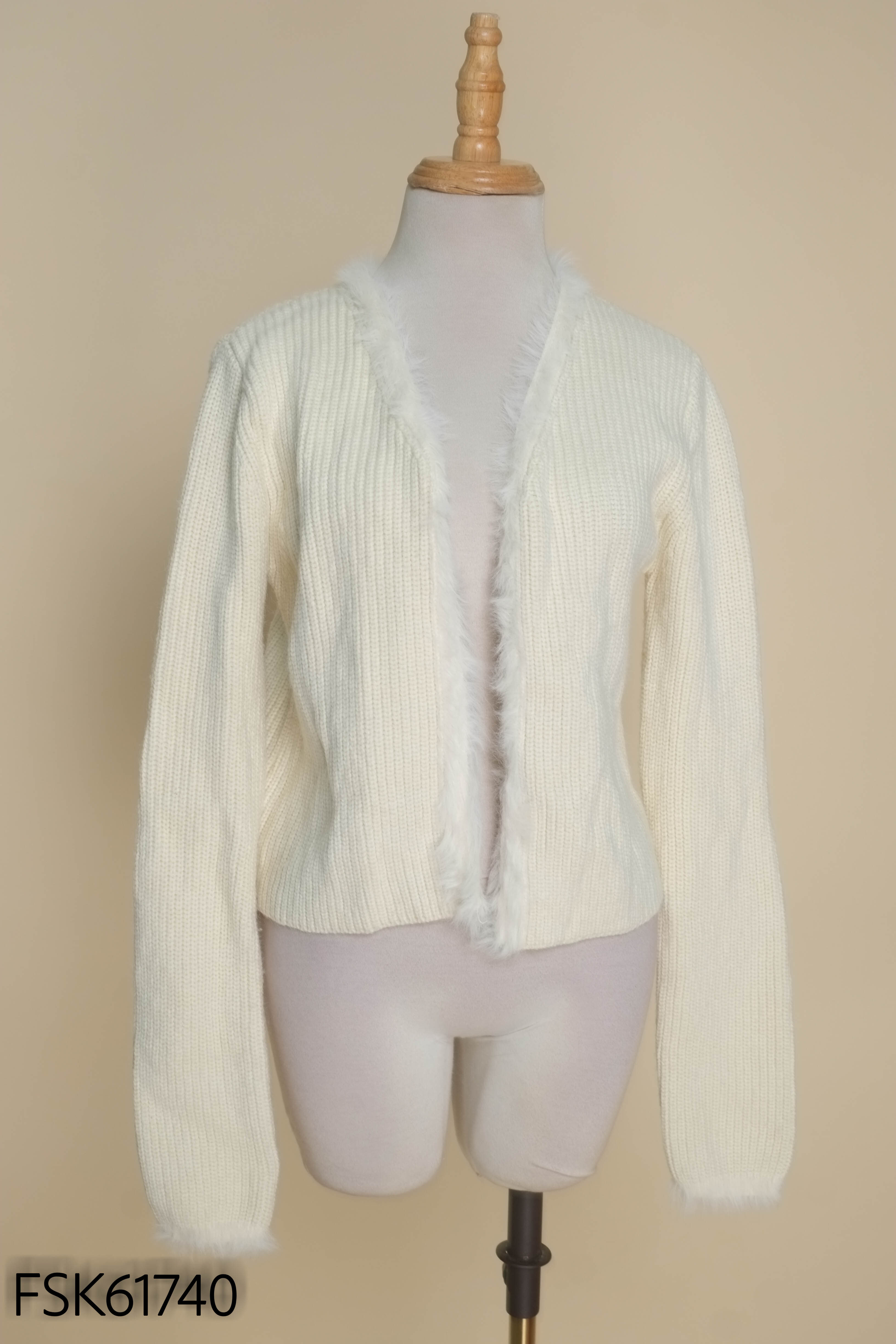 Cardigan be viền lông