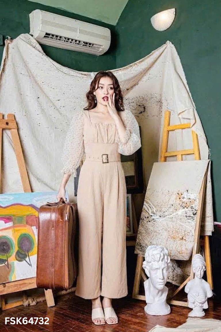Jumpsuit CCHAT be phối tay voan