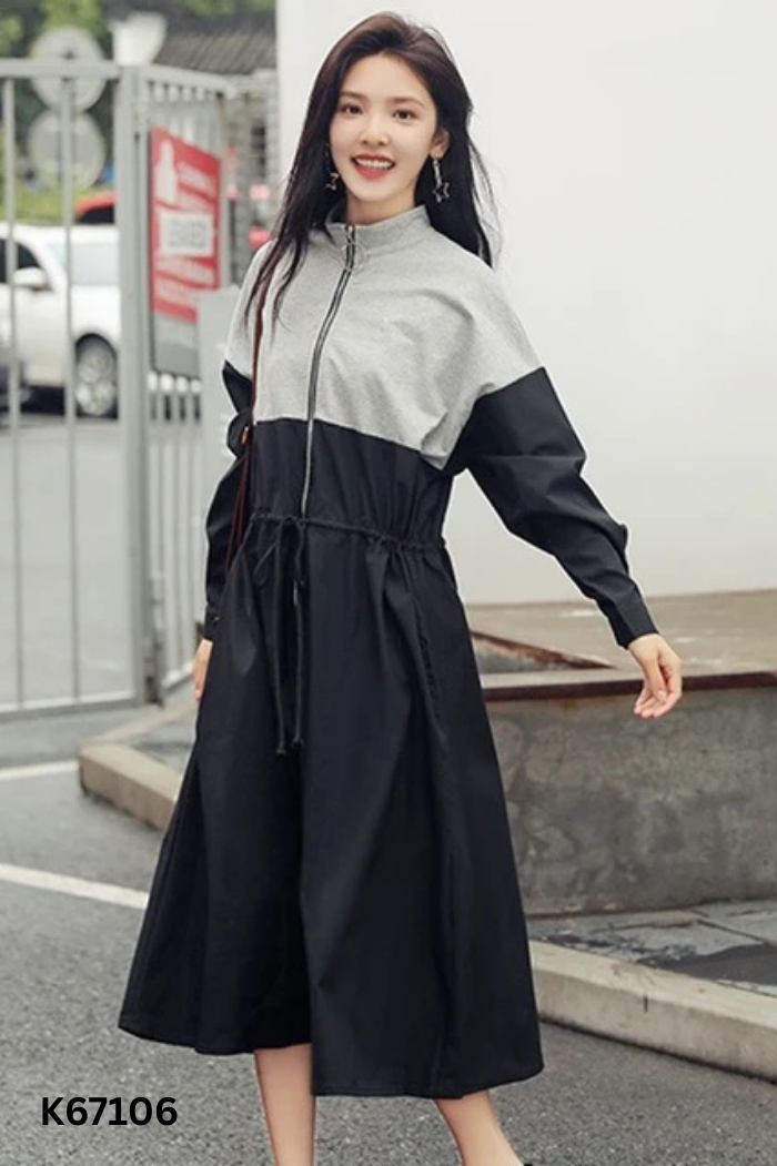 Váy đen phối nỉ xám