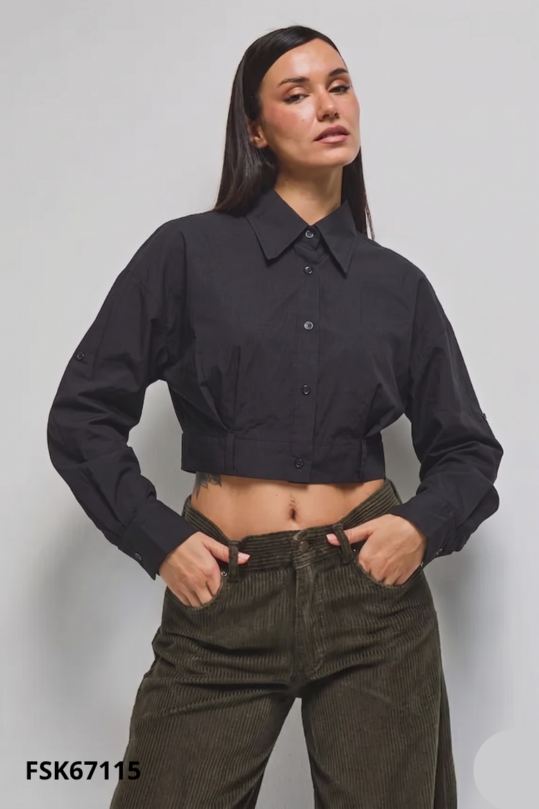 Áo sơ mi đen ARIOSE croptop