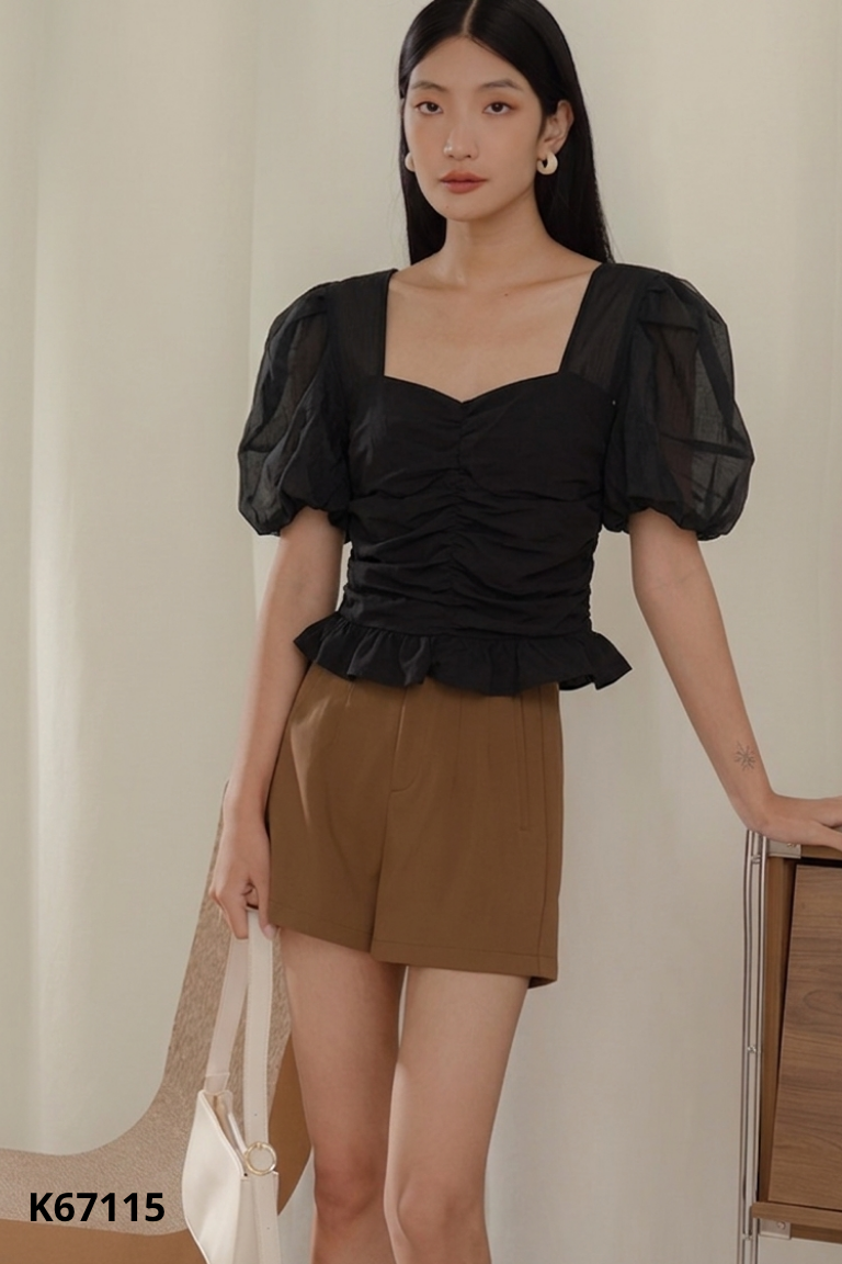 Áo đen mix voan phối kiểu