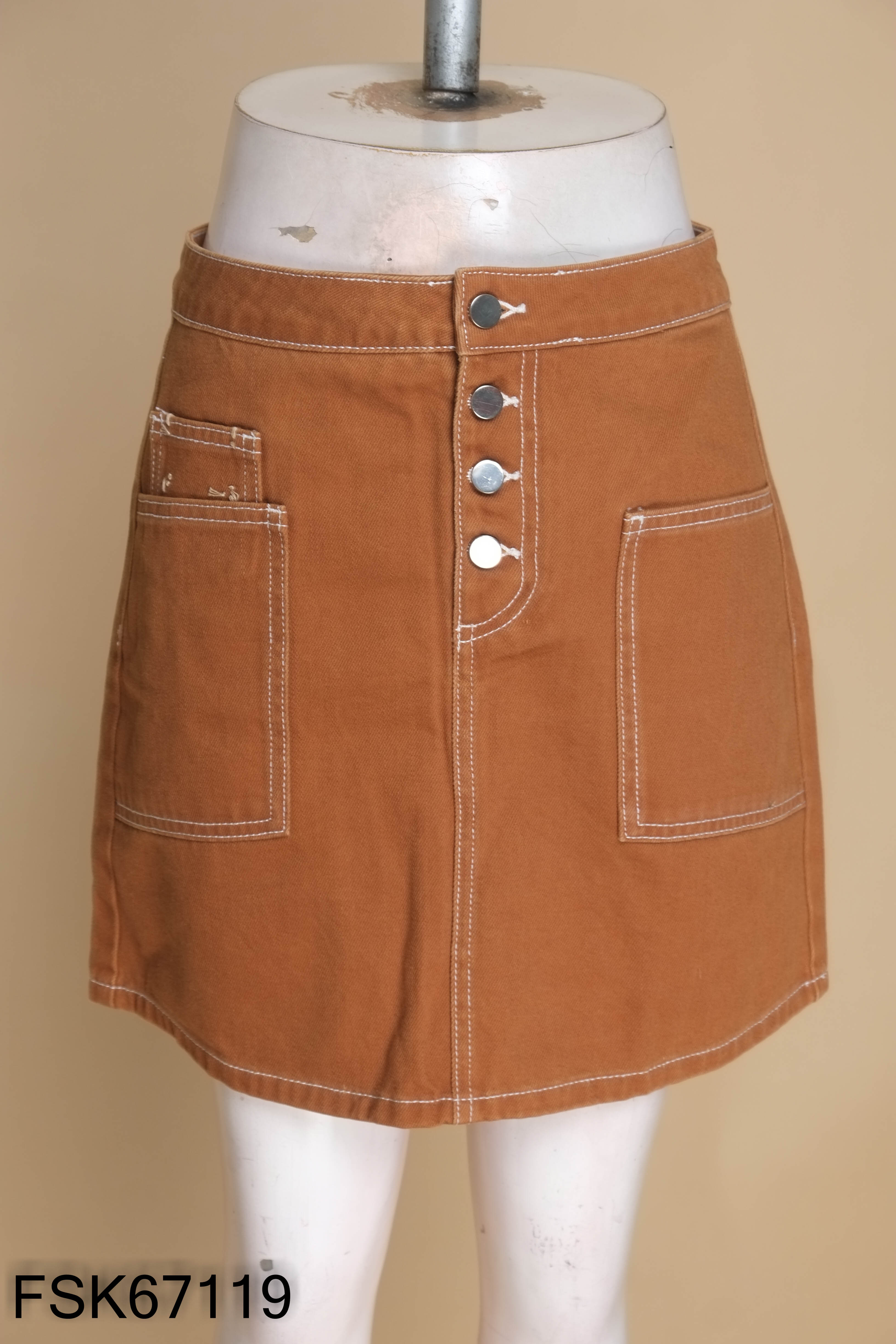 Chân váy jeans nâu