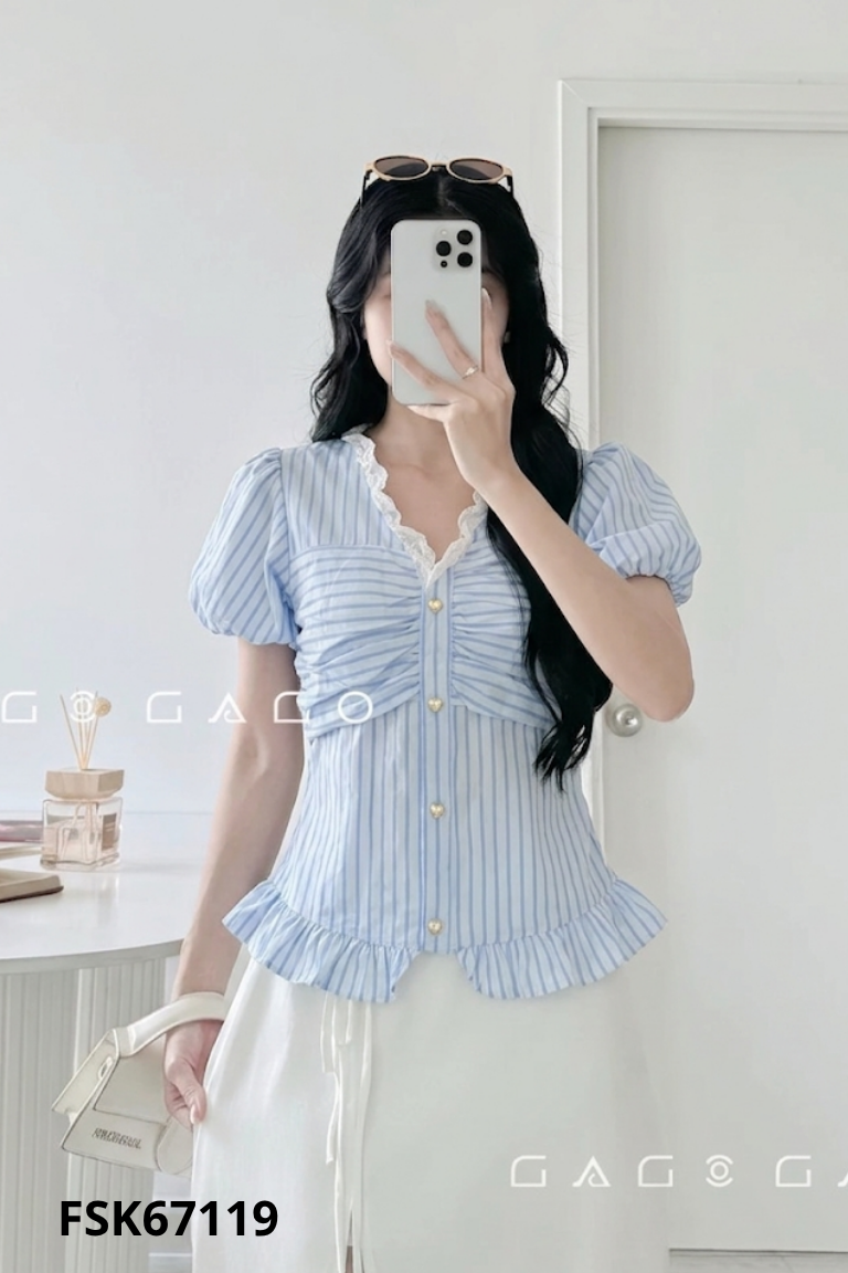 Áo sơ mi thô xanh in hình họa