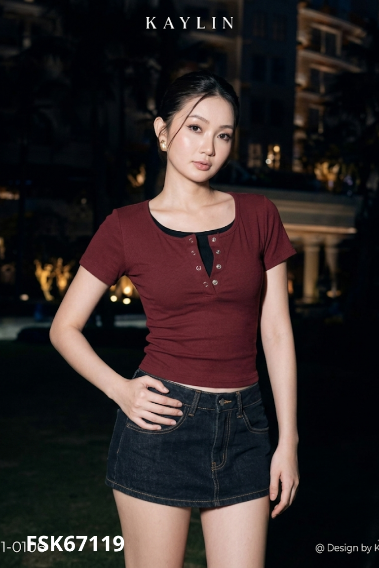 Áo thun đỏ thẫm