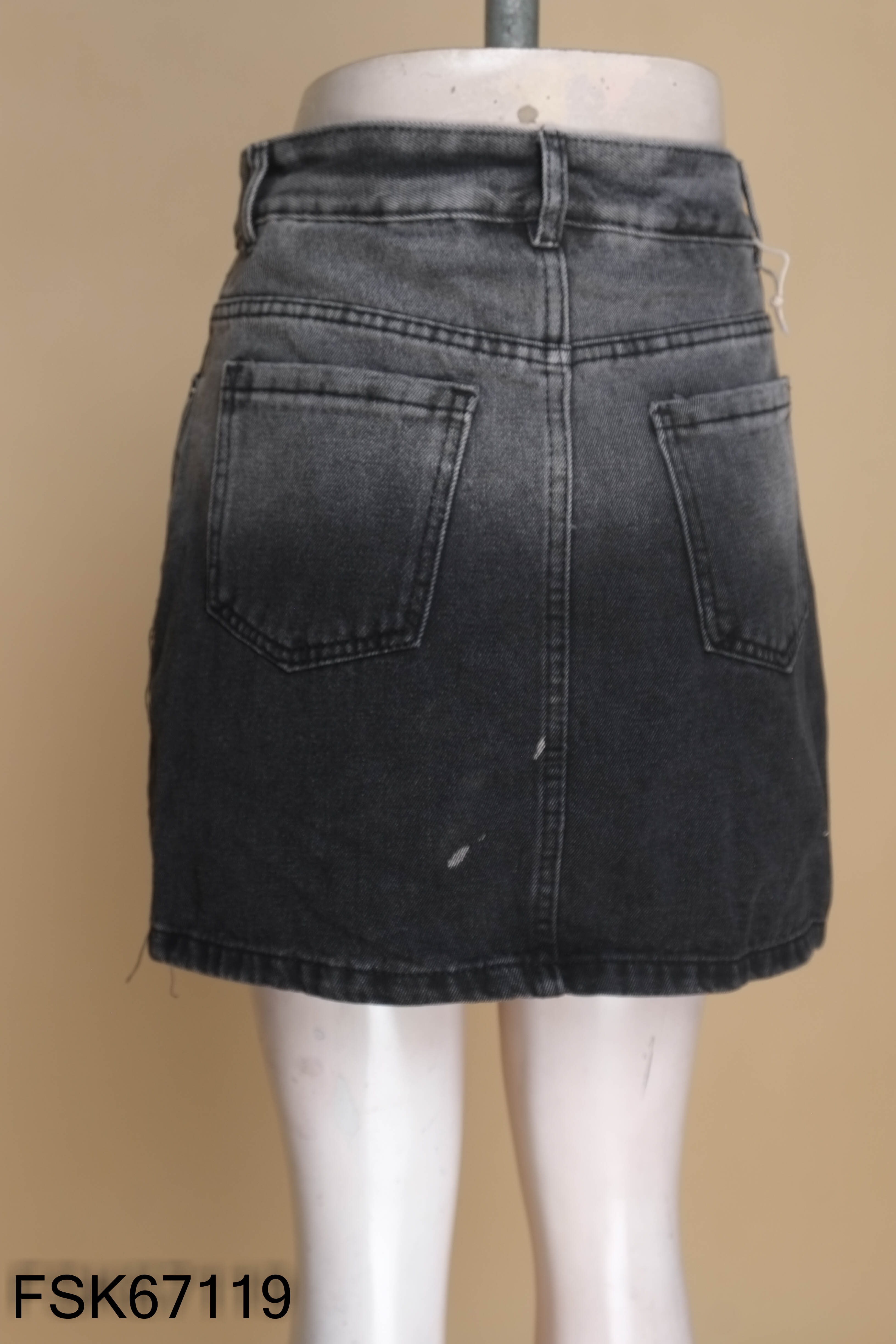 Chân váy jeans xám đen chữ A