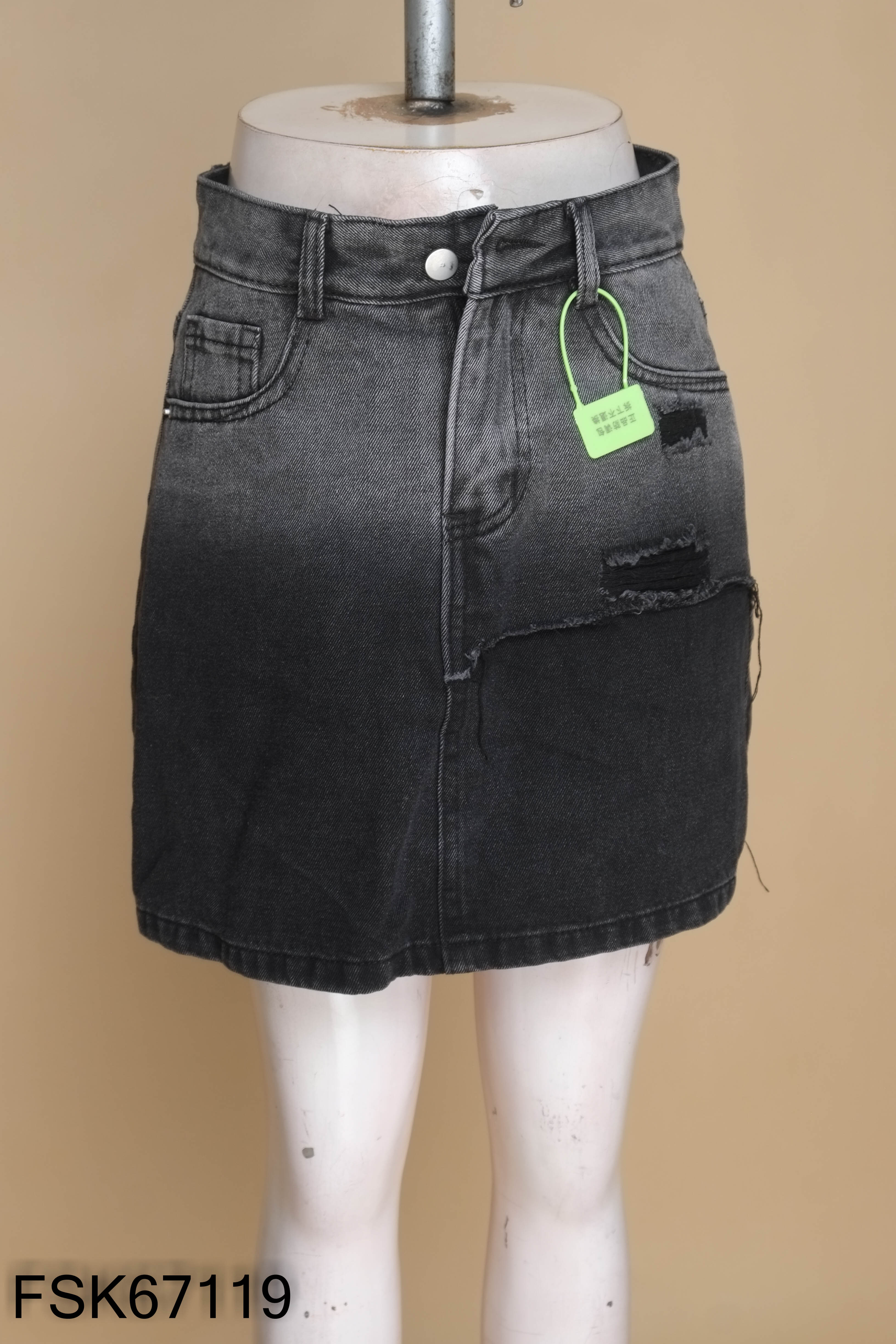 Chân váy jeans xám đen chữ A