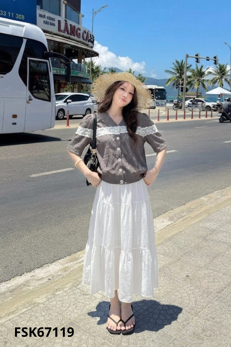 Set ghi bèo+váy dài