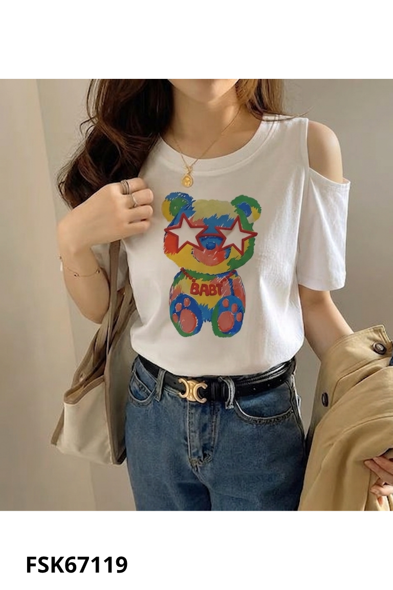 Áo thun trắng hình in ILLRRA