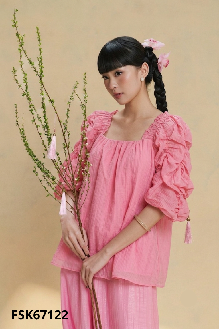 Áo voan hồng sen