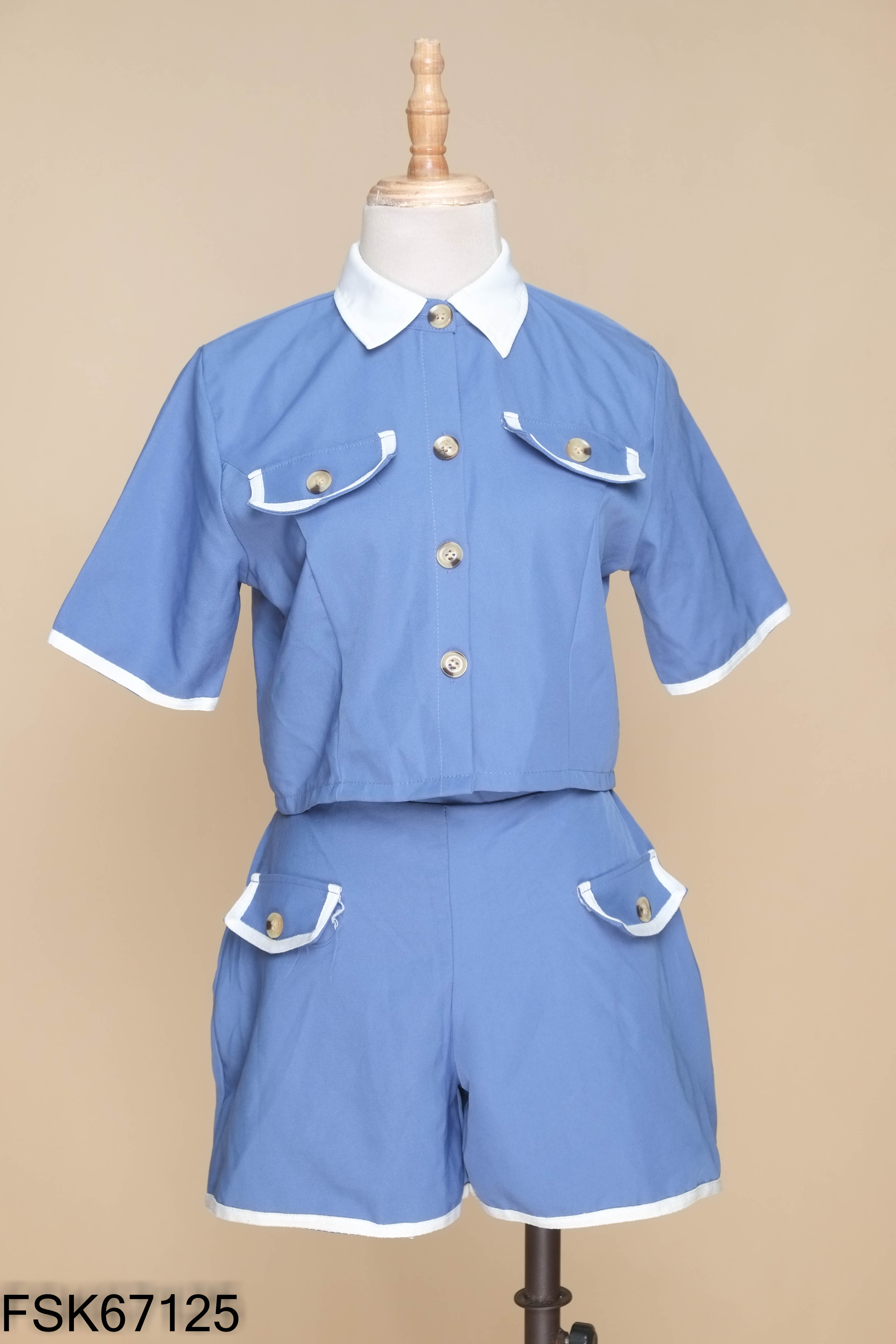 SET Áo xanh viền trắng + quần shorts