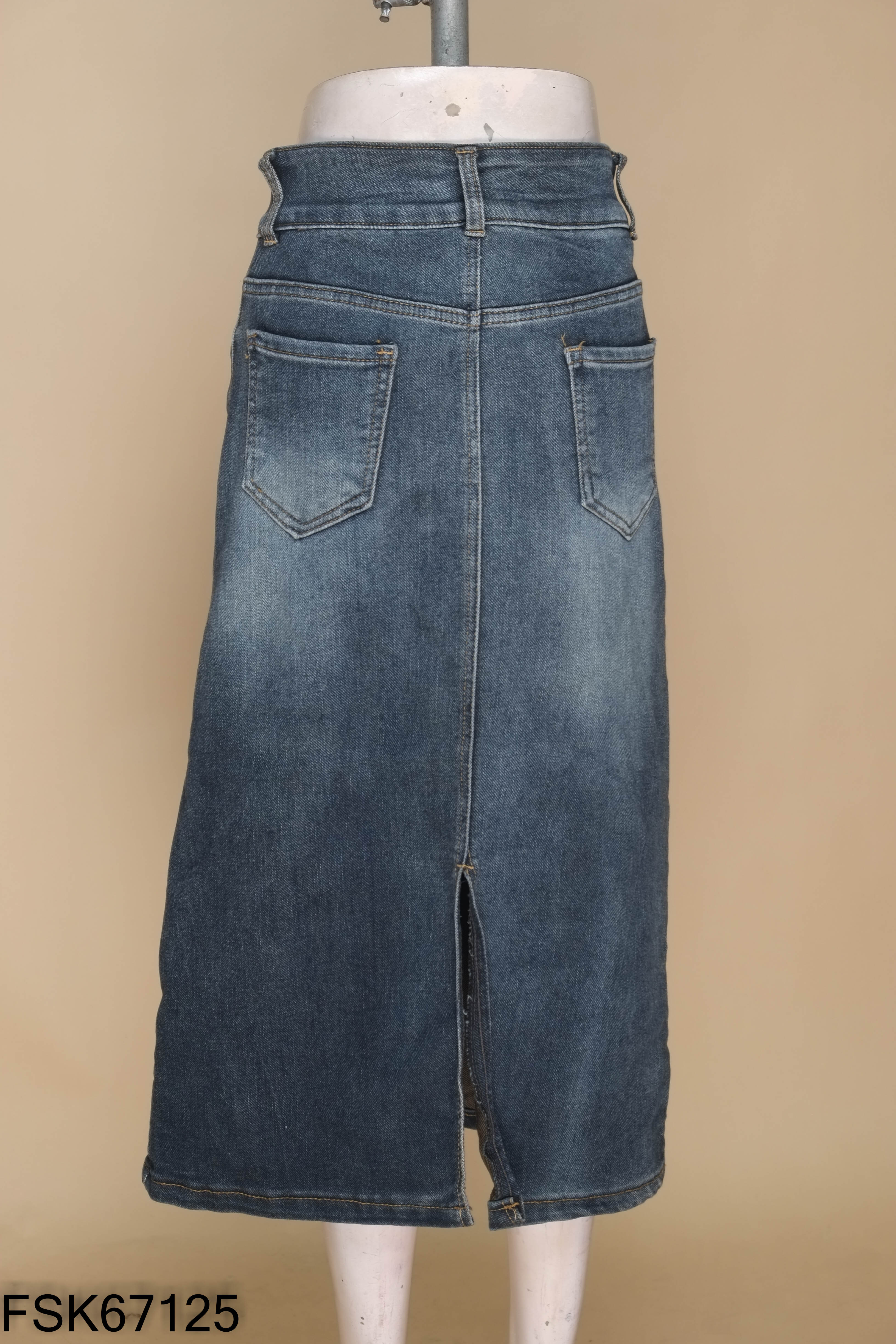 Chân váy jeans xanh trơn