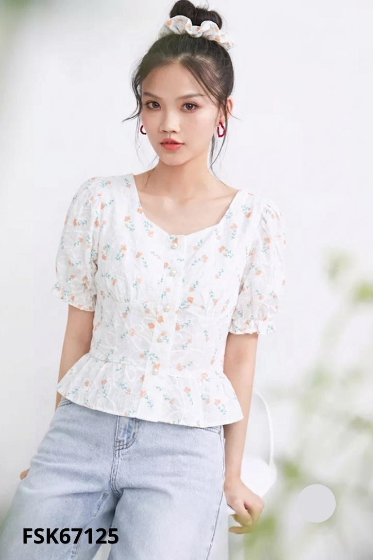Áo trắng hoa nâu