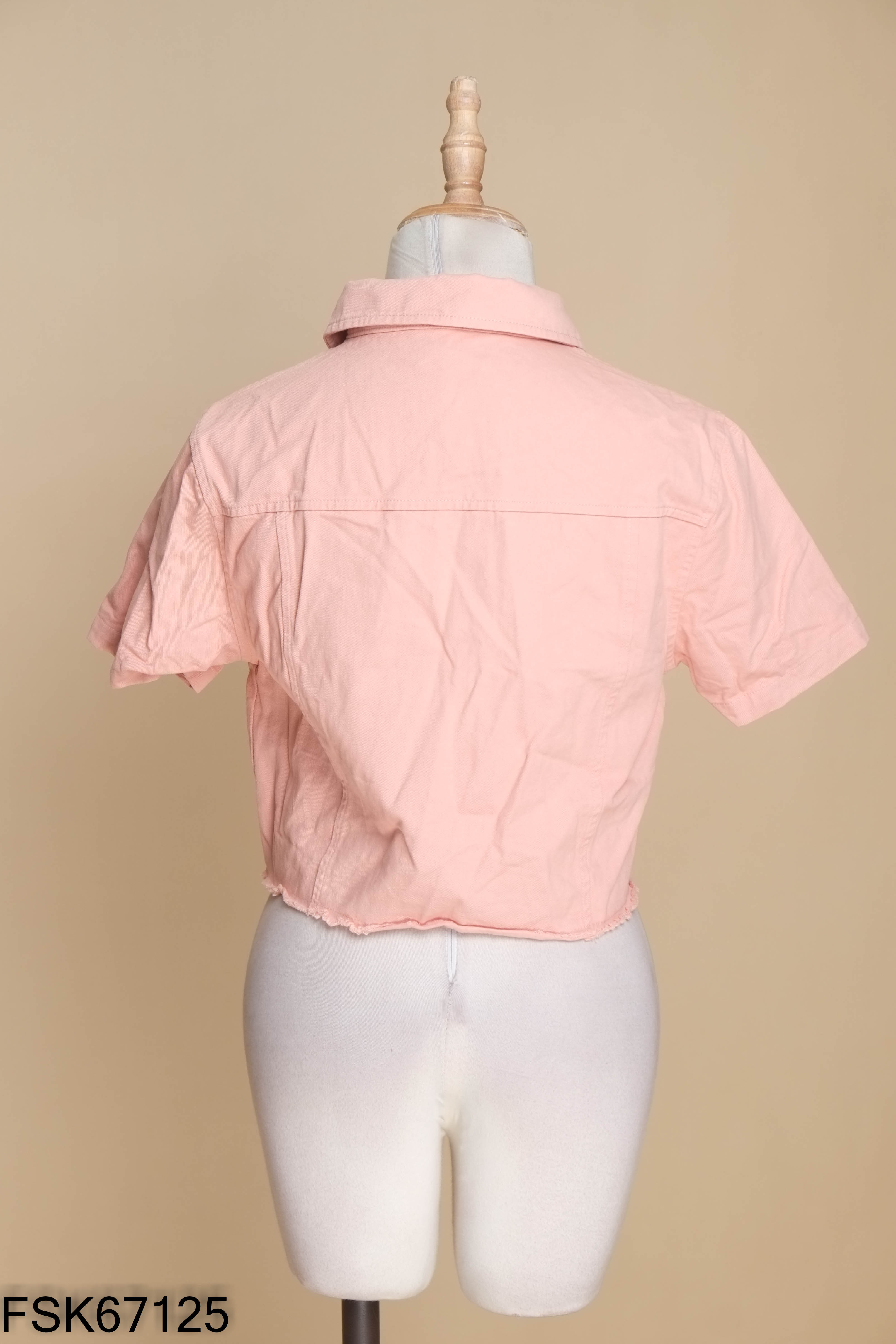 Áo kaki hồng phối cúc