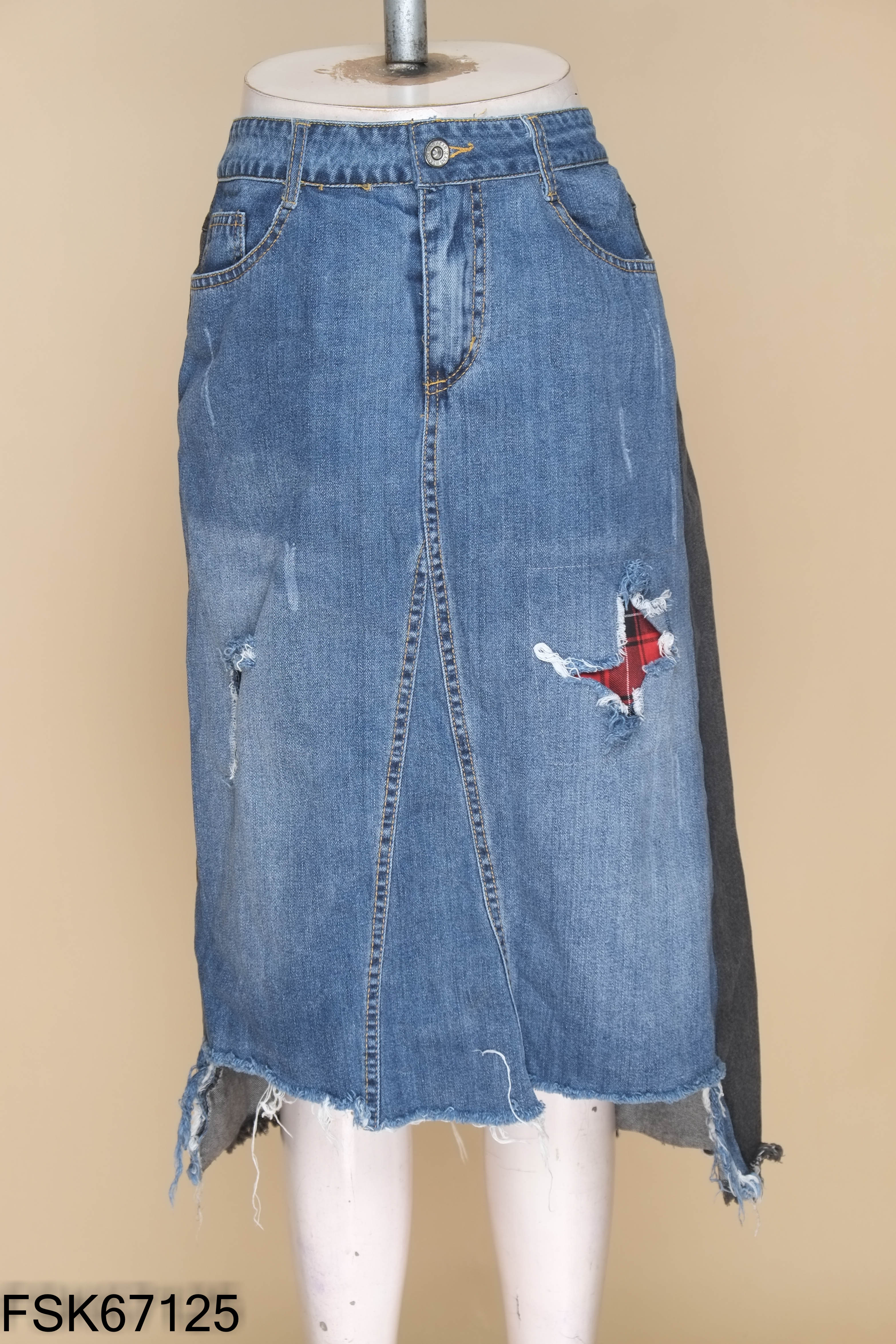 Chân váy jeans xanh GG HOLIDAY