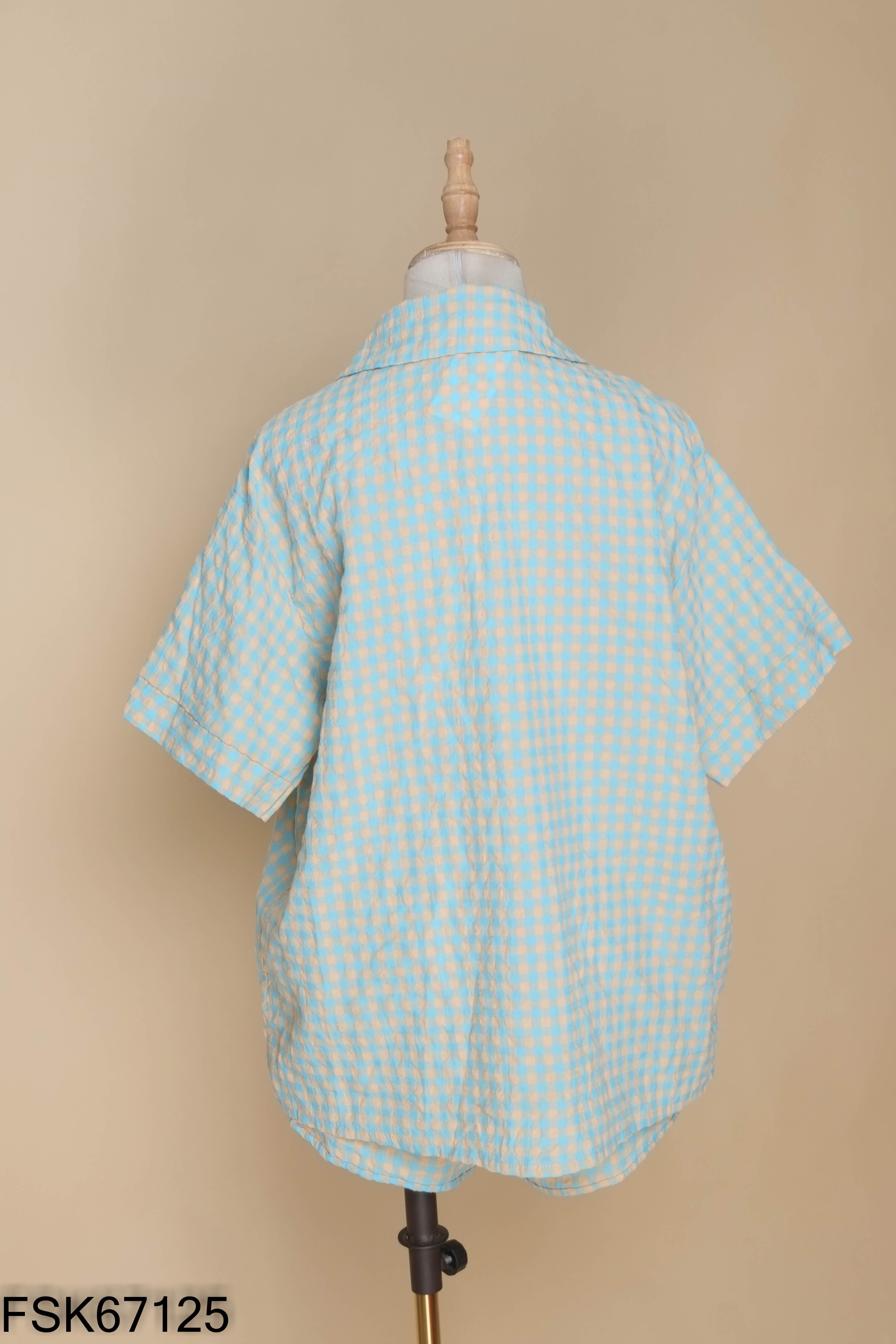 Set bộ ngủ xanh kẻ caro cam