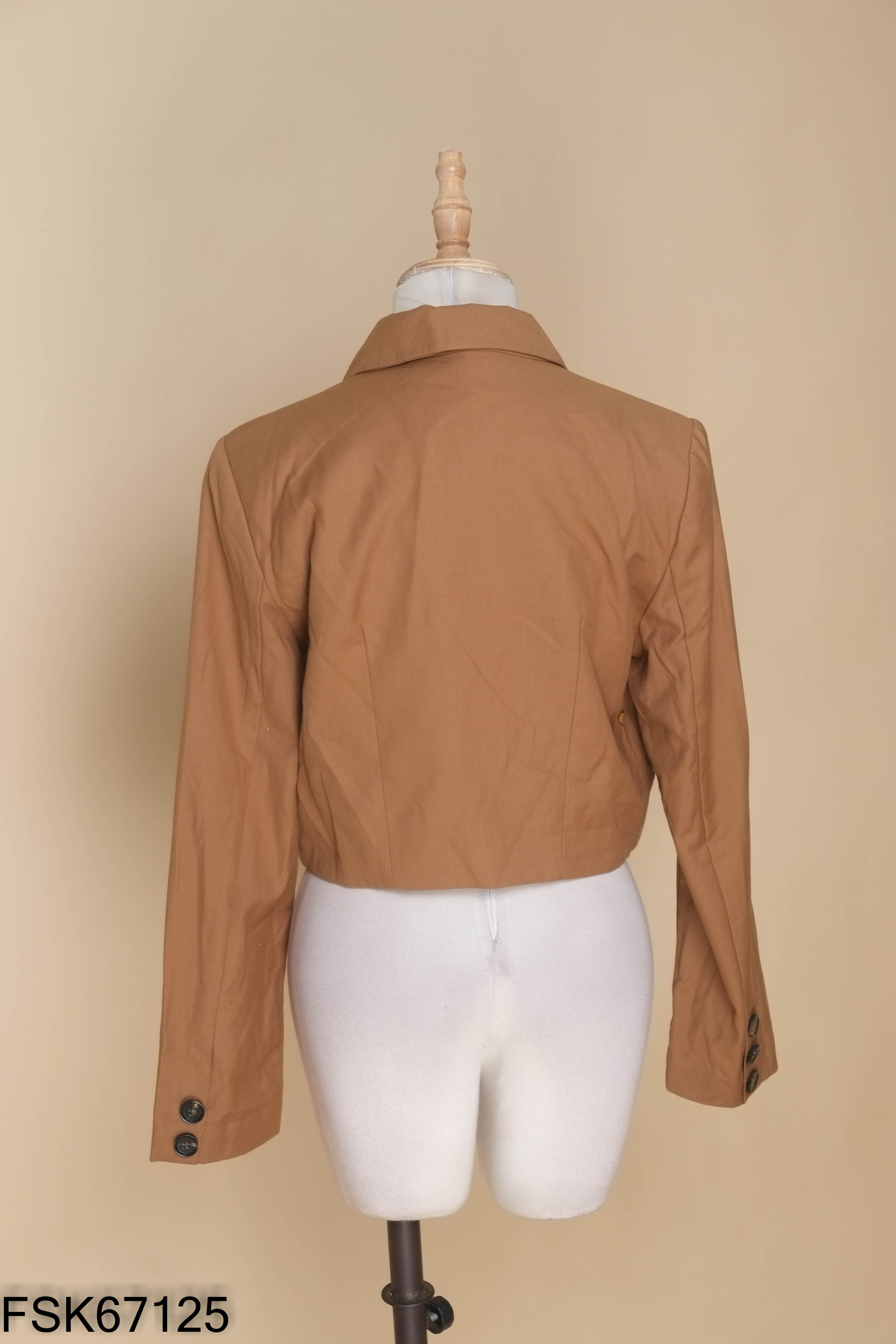 Áo croptop nâu cổ vest