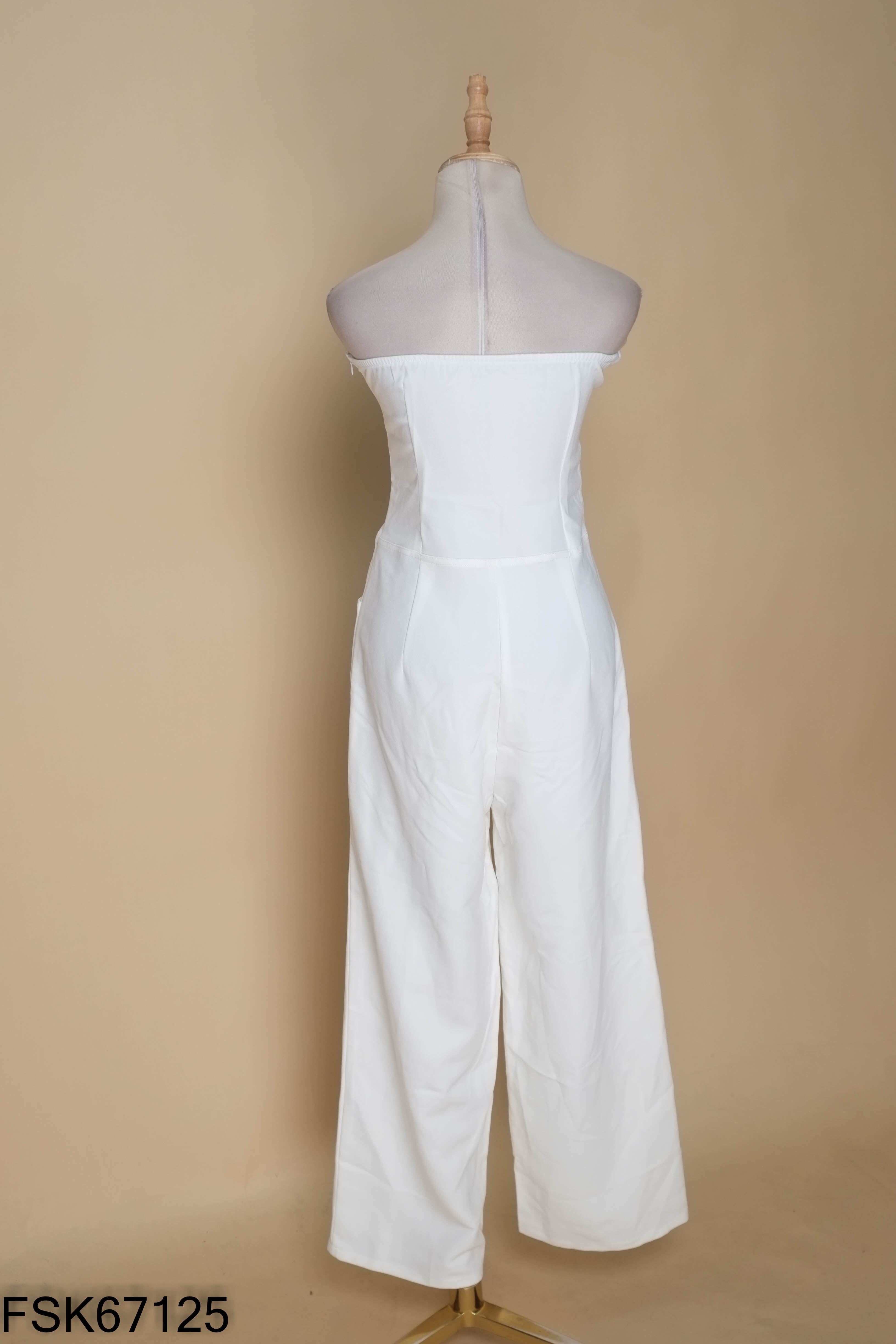 Jumpsuits quây trắng ống rộng