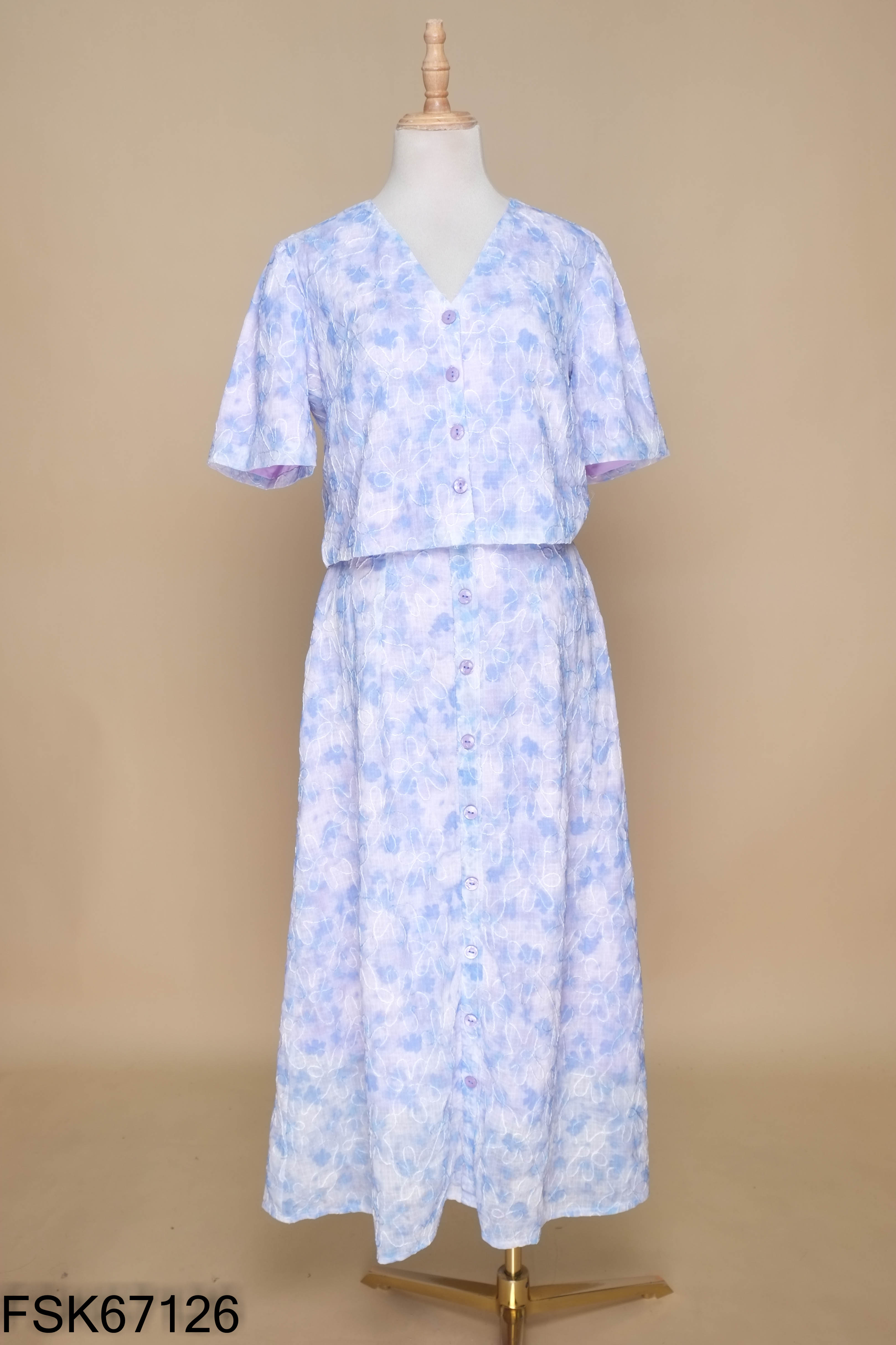 SET áo tím thêu hoa+ chân váy dài
