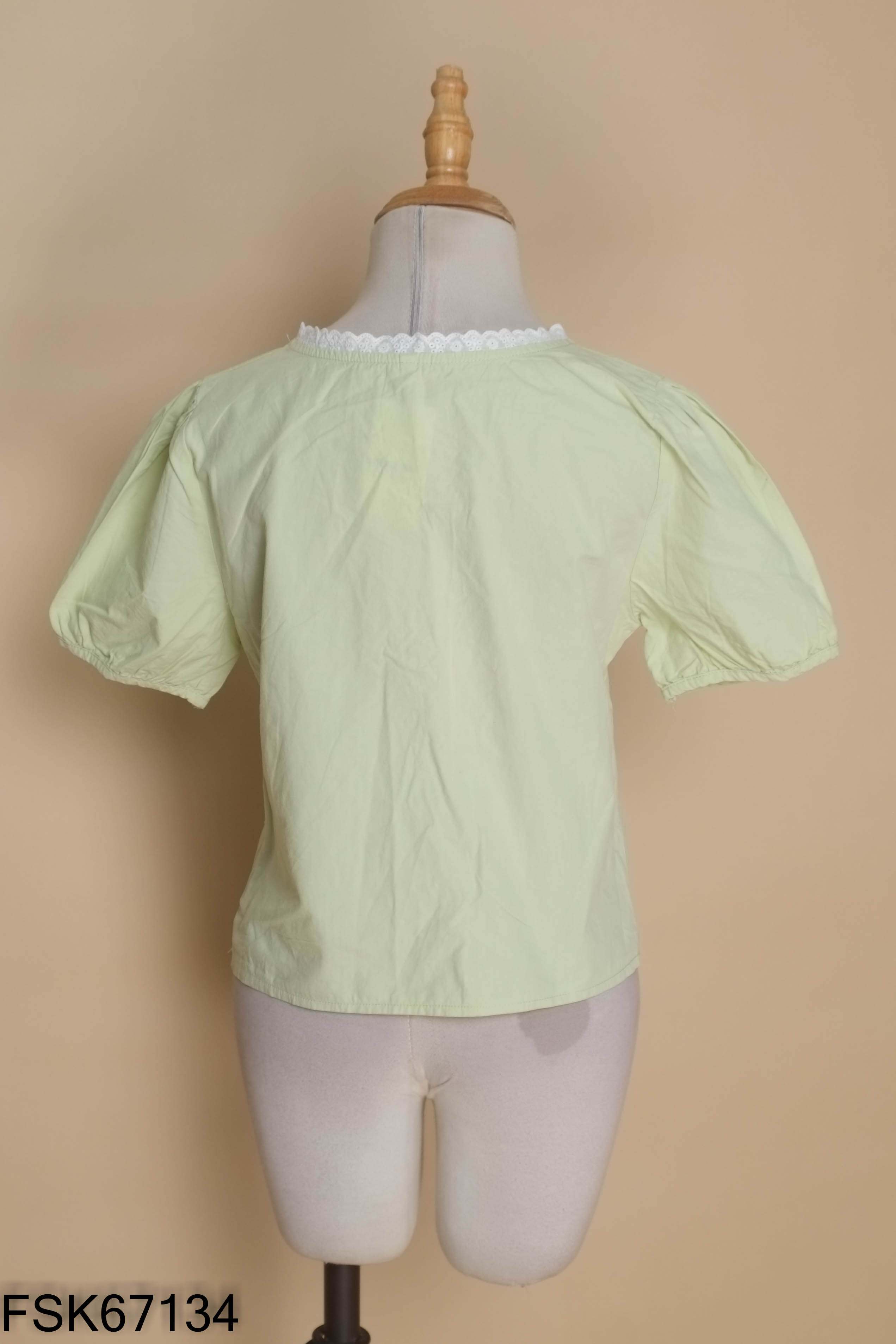 Áo xanh cốm mix thô trắng