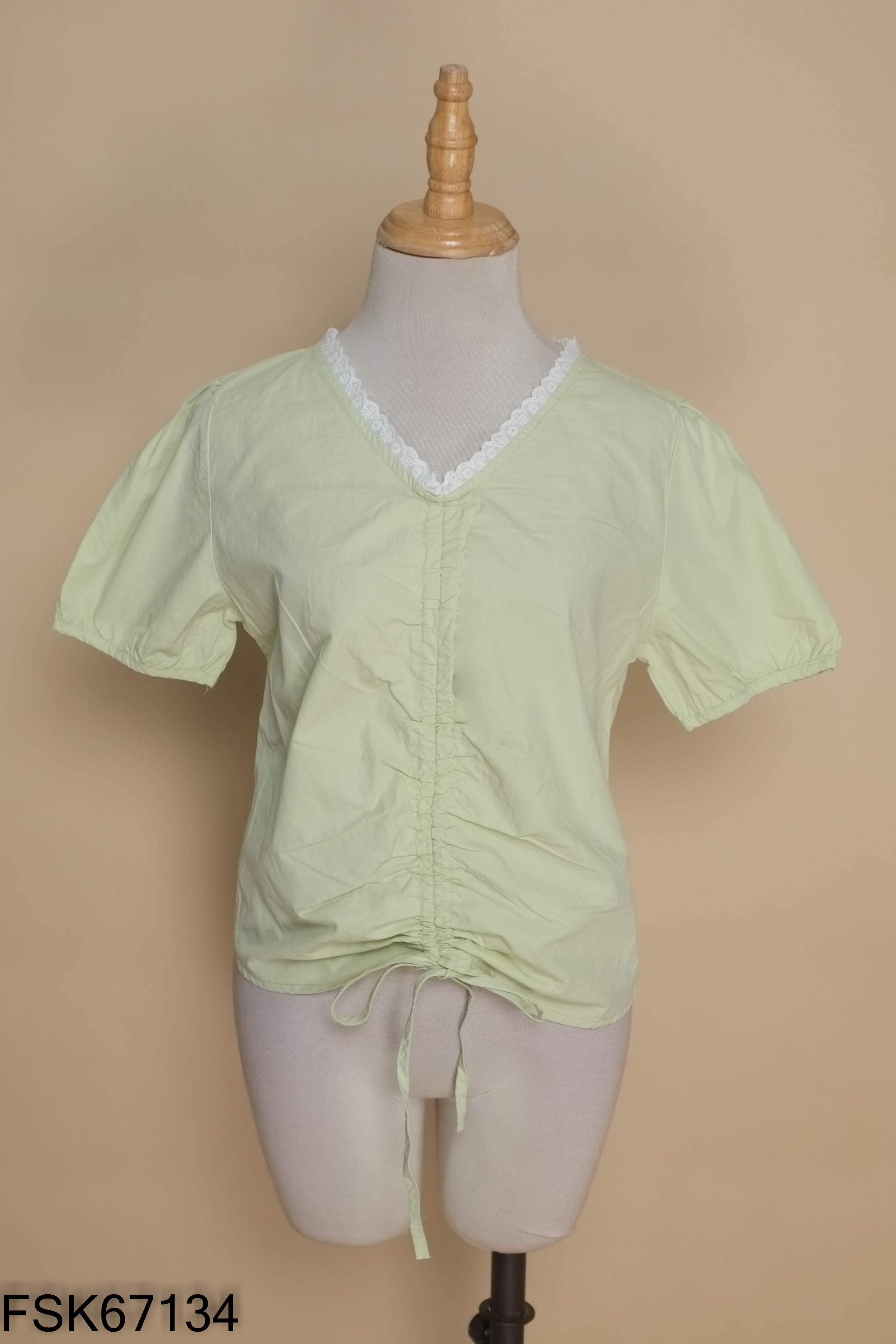 Áo xanh cốm mix thô trắng