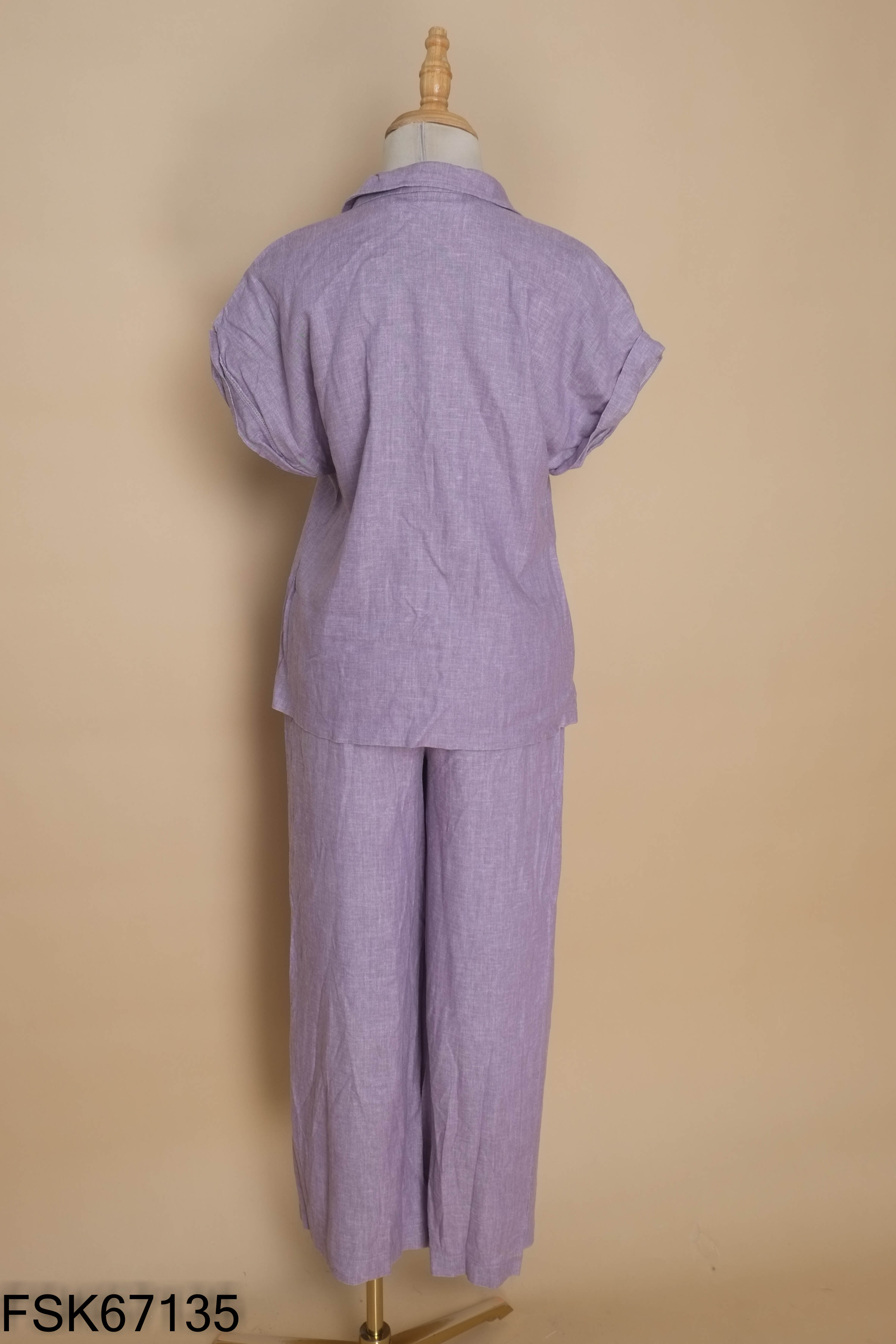 Set Áo sơ mi tím + quần dài