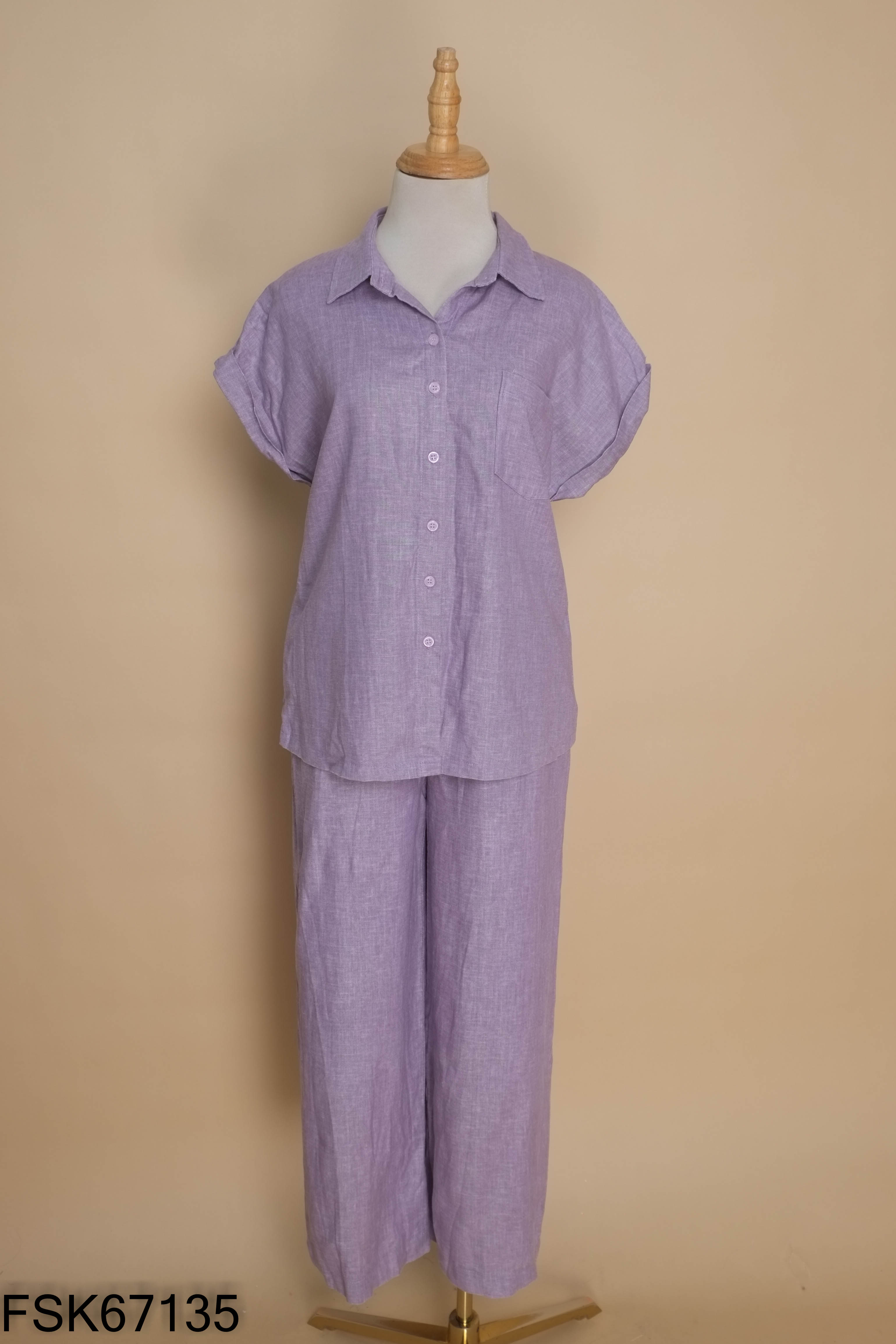 Set Áo sơ mi tím + quần dài