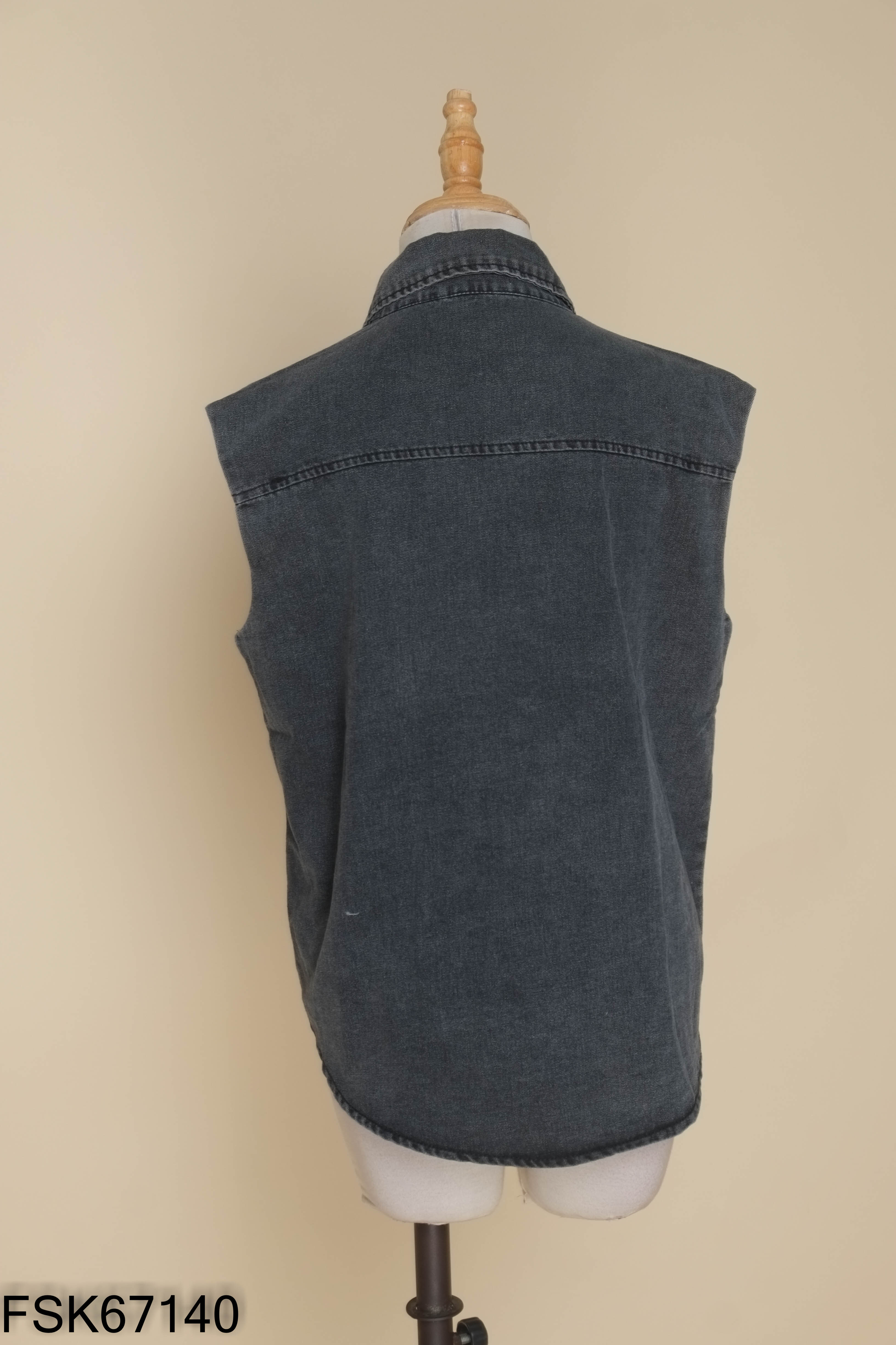 Áo gile jeans đen