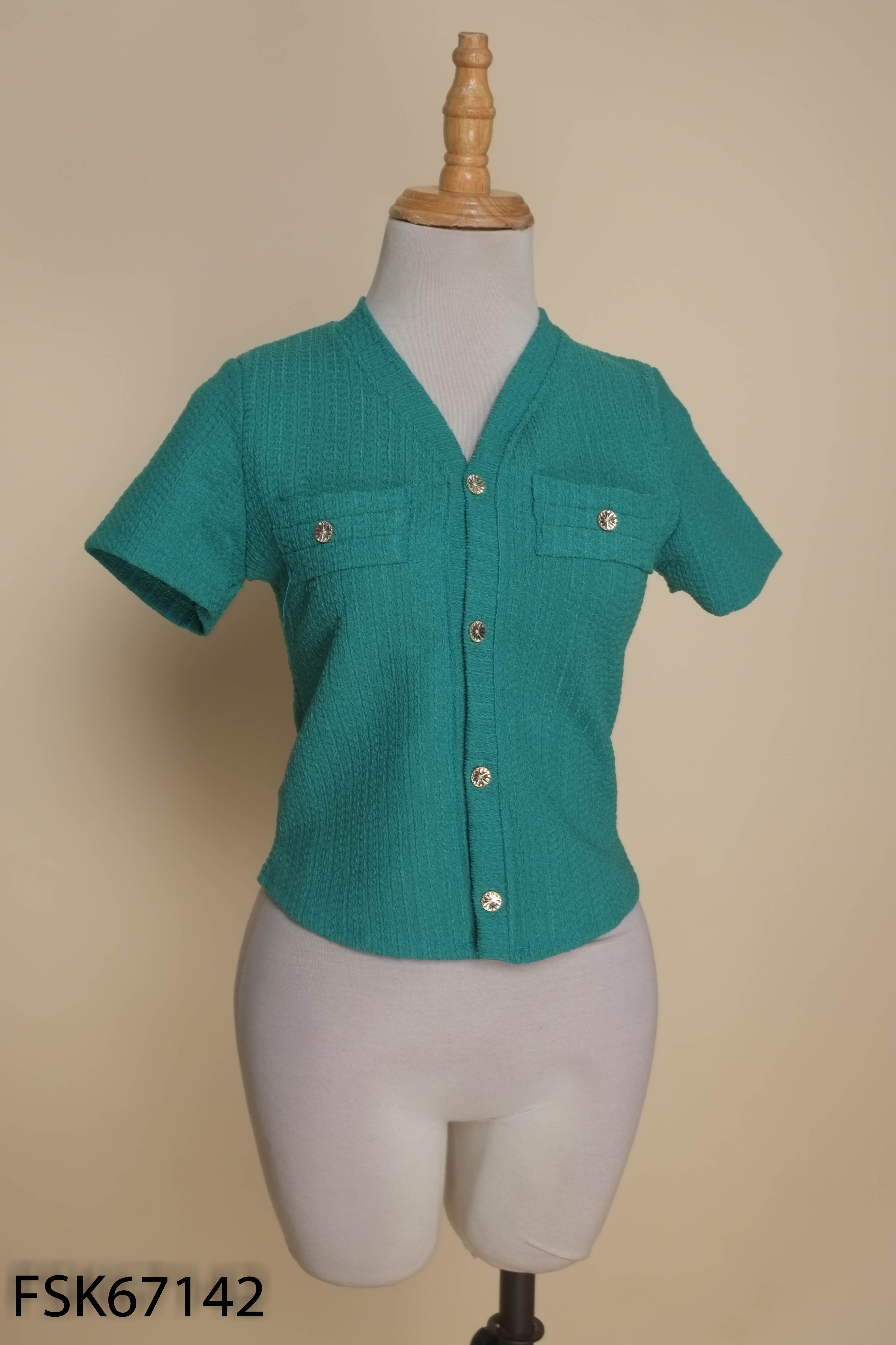 NEWTAG áo xanh cổ tim