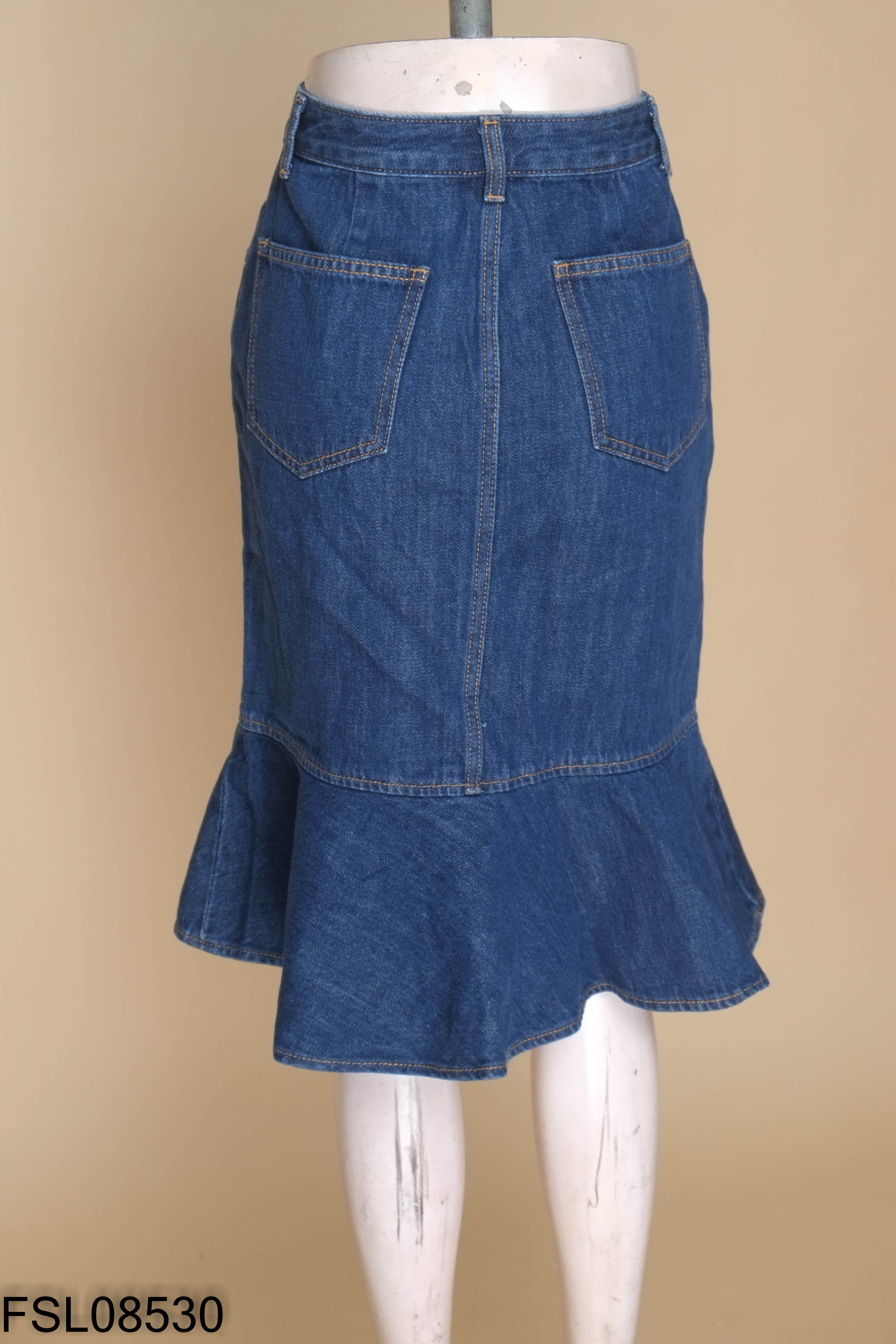 NEWTAG Chân váy GU jeans xanh đậm