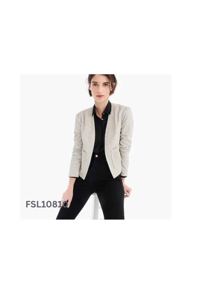 Áo khoác dạ tweed trắng mix đen phối túi
