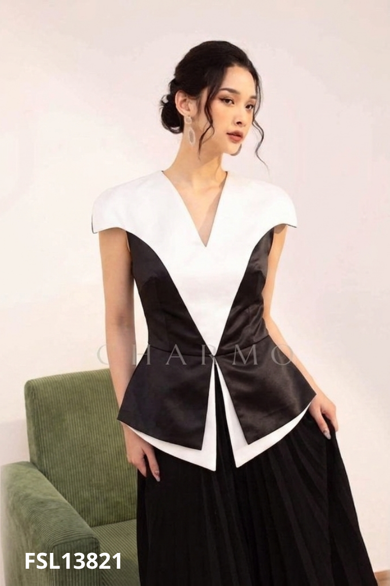 NEWTAG Áo tasta đen mix trắng