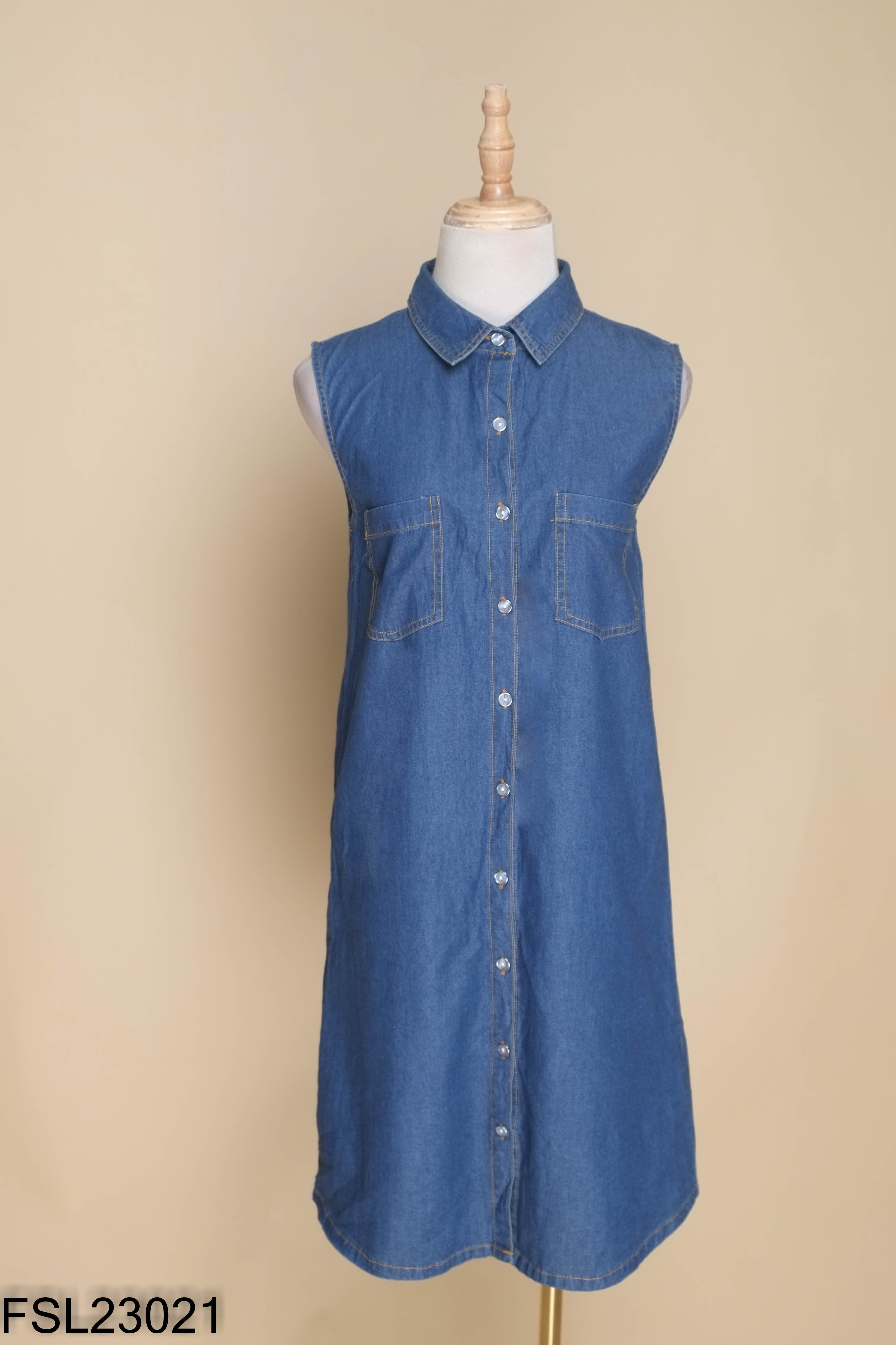Váy jeans xanh BLESSING WOMAN sát nách