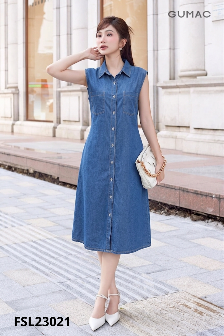 Váy jeans xanh BLESSING WOMAN sát nách