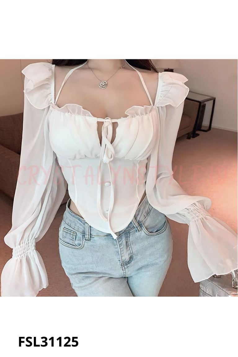 NEWTAG ALEE áo kiểu trắng dài tay
