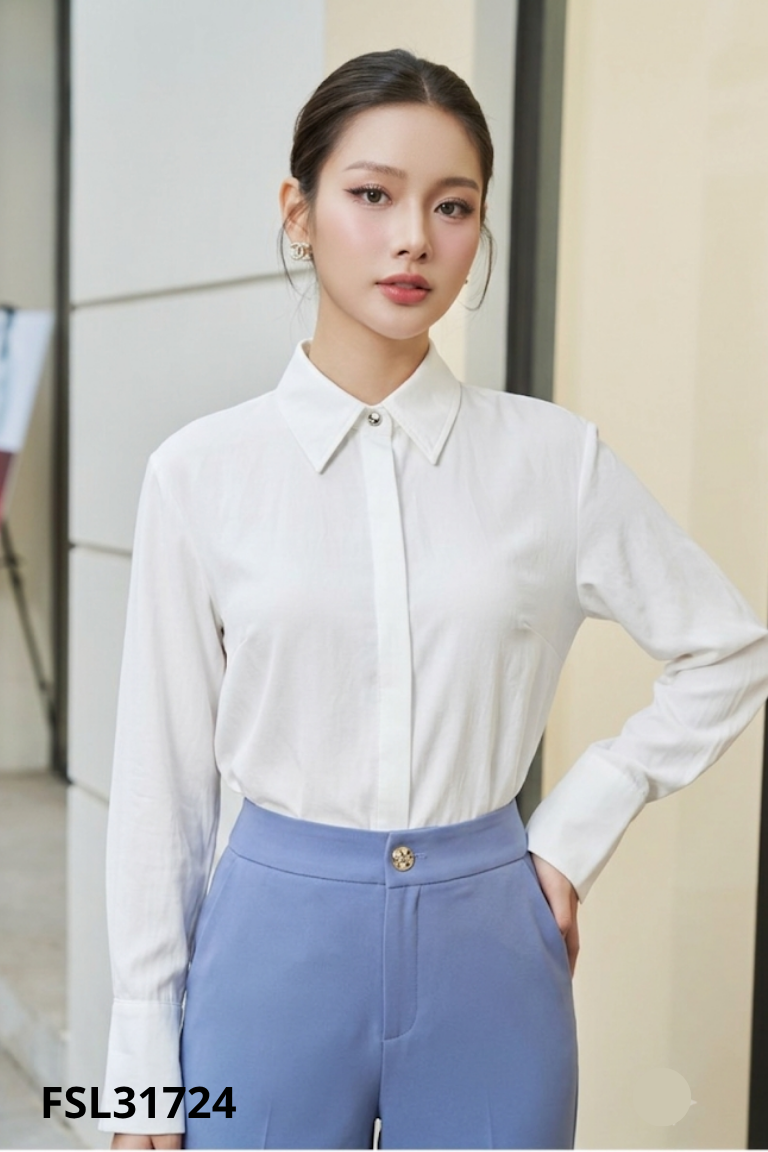 Áo sơ mi lụa trắng