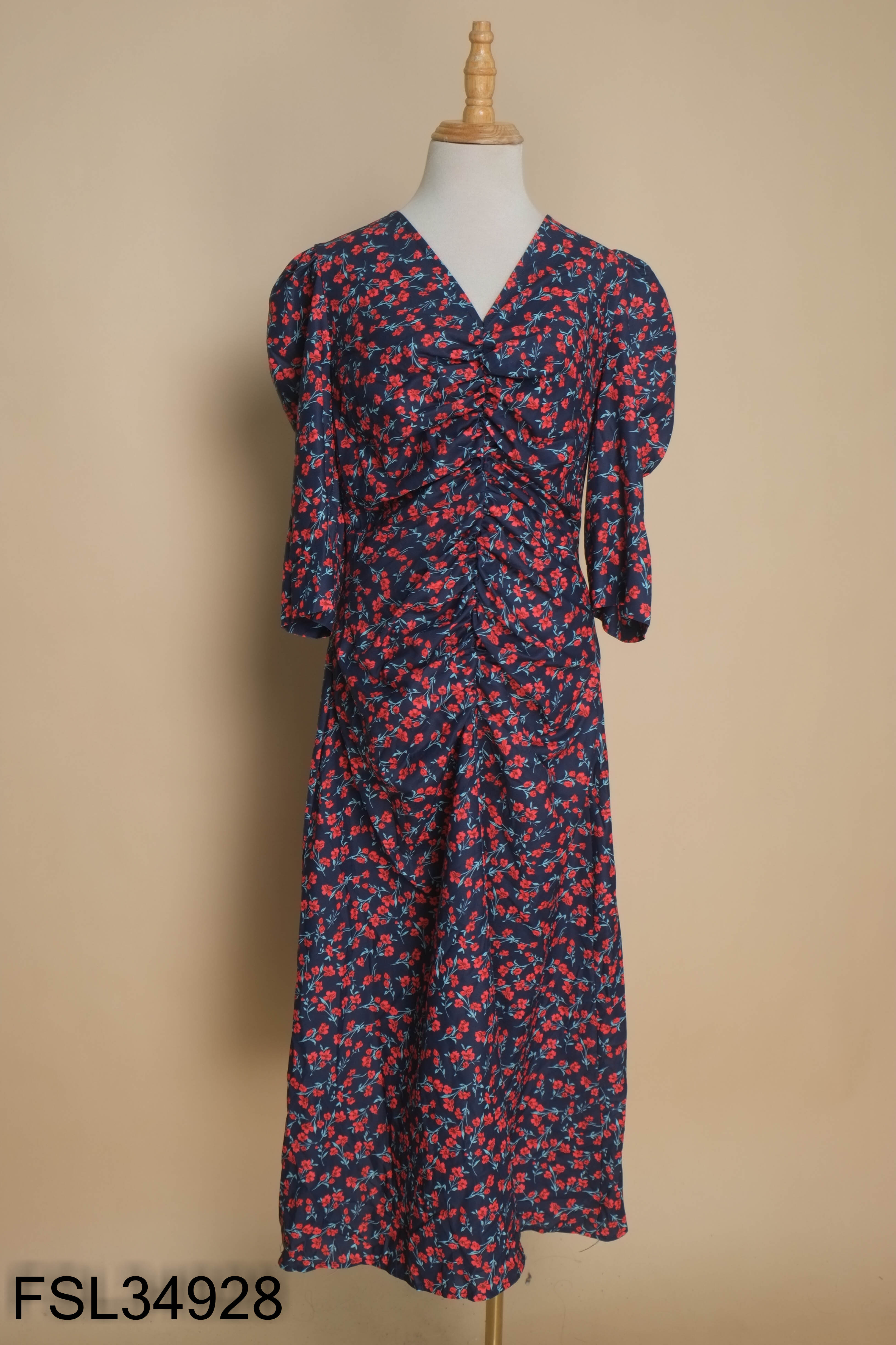 NEWTAG Váy LULU CHICO xanh than họa tiết hoa